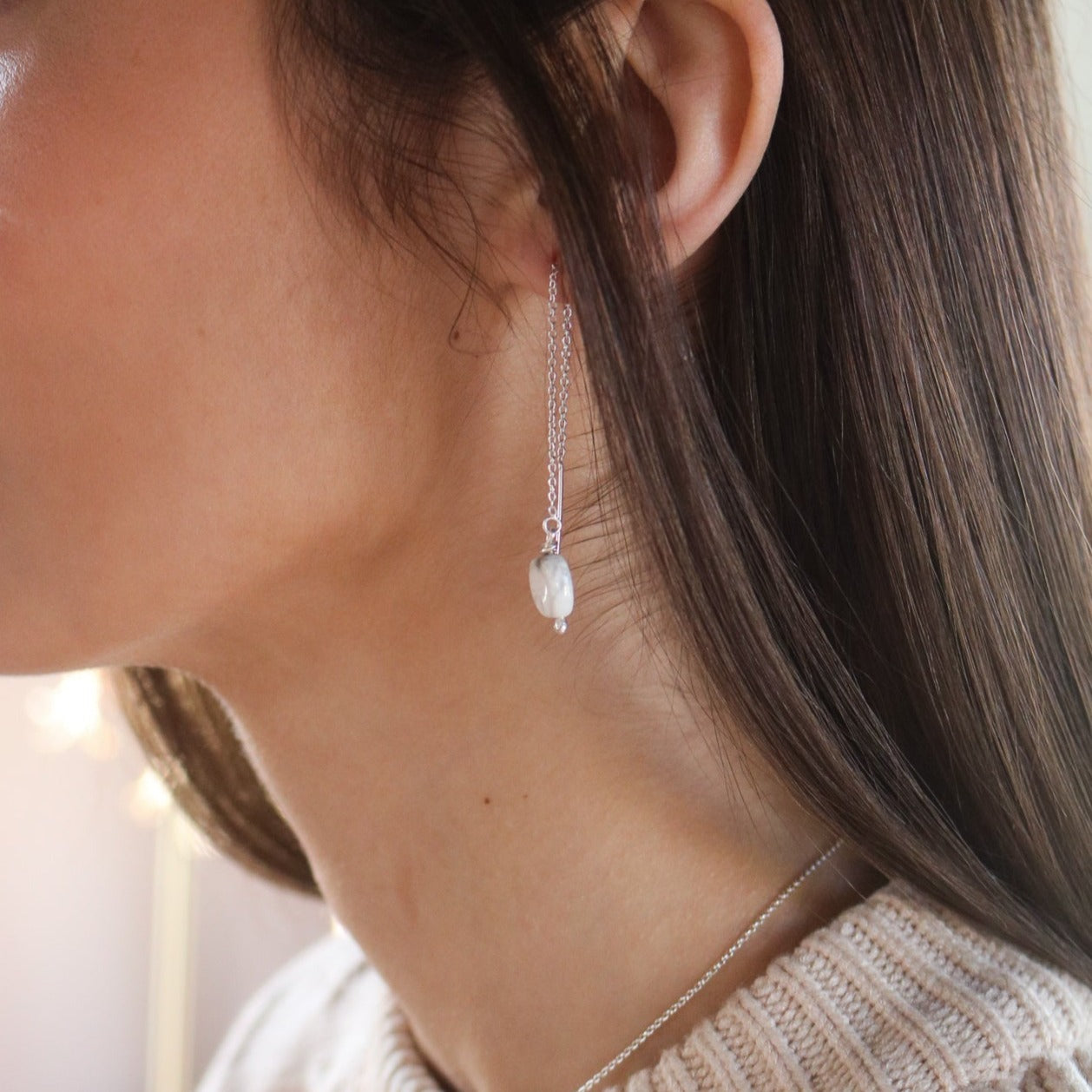 Vail // 'White Buffalo' Threader Earrings