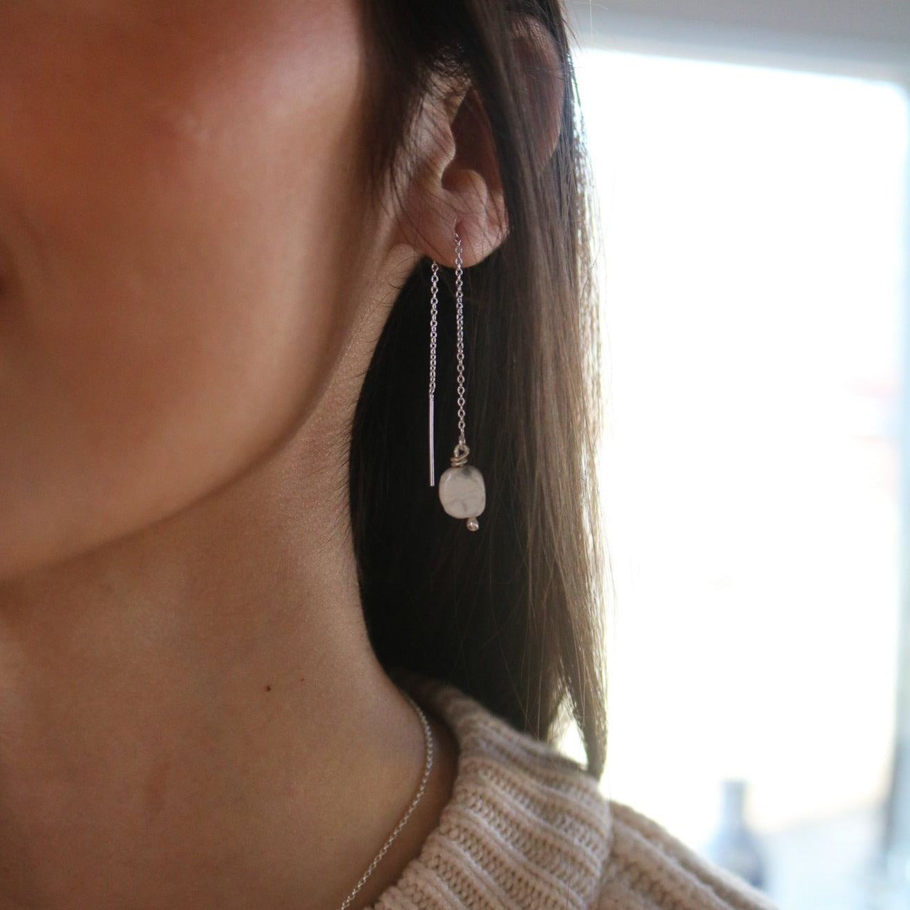 Vail // 'White Buffalo' Threader Earrings