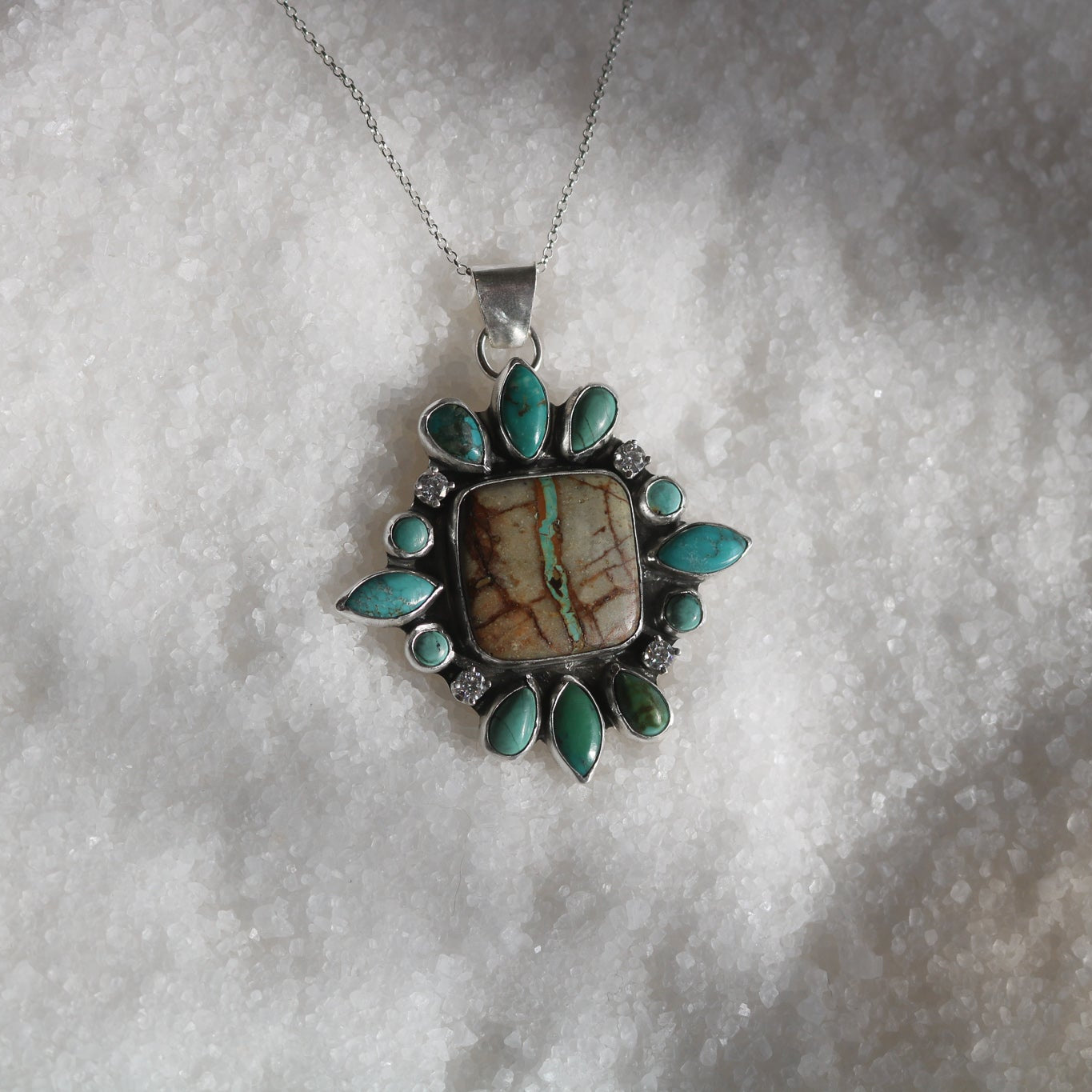 'Tahoe' Turquoise + Diamond Necklace // One of a Kind
