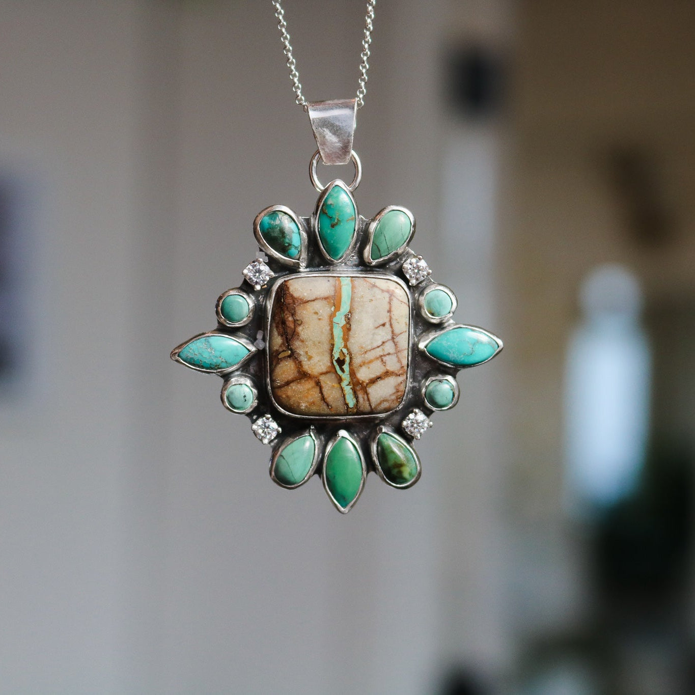 'Tahoe' Turquoise + Diamond Necklace // One of a Kind