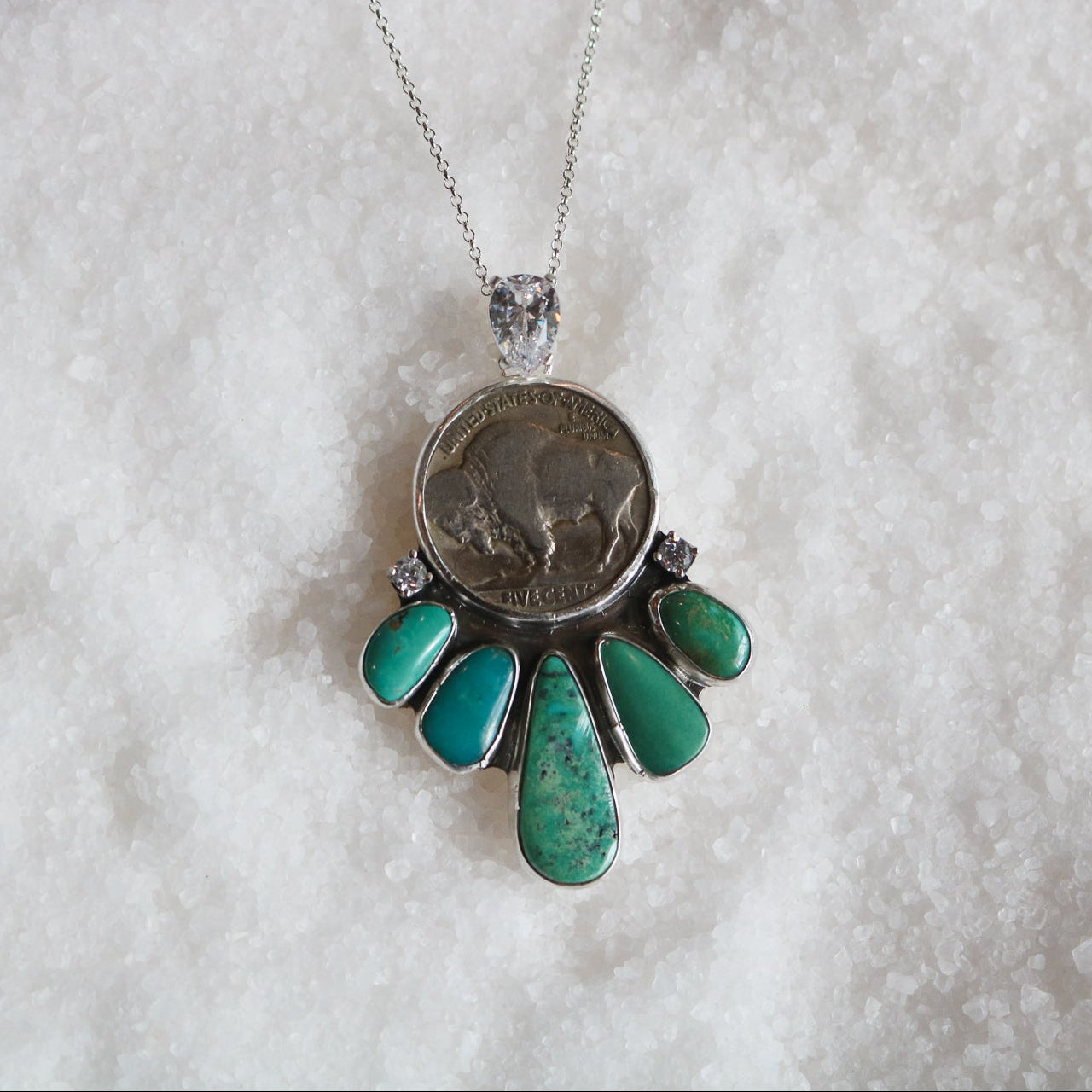 'Open Range' Turquoise + Diamond Necklace // One of a Kind