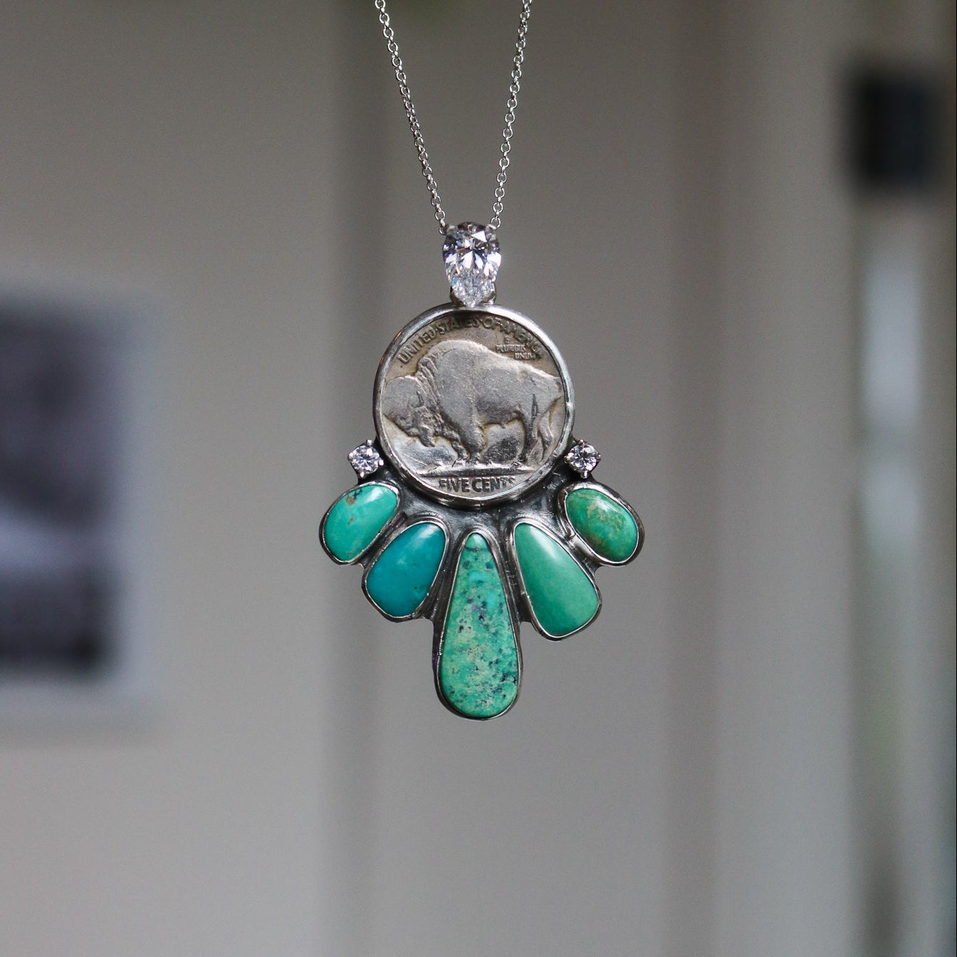 'Open Range' Turquoise + Diamond Necklace // One of a Kind