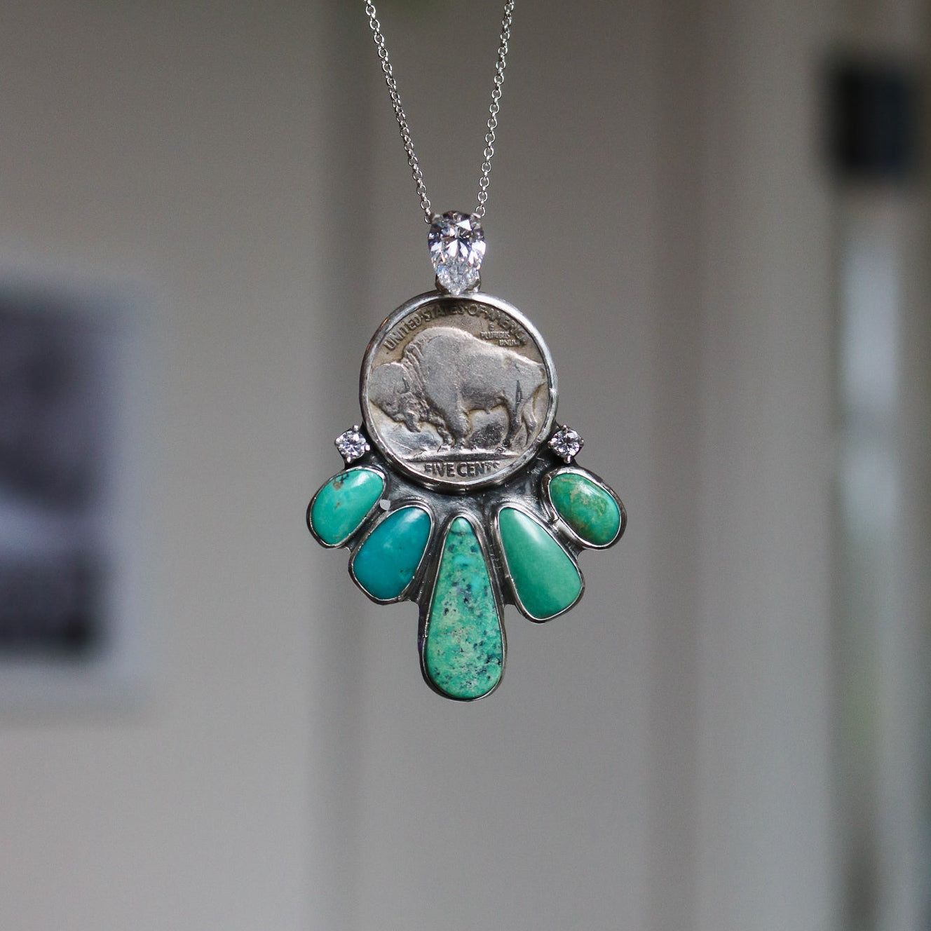 'Open Range' Turquoise + Diamond Necklace // One of a Kind