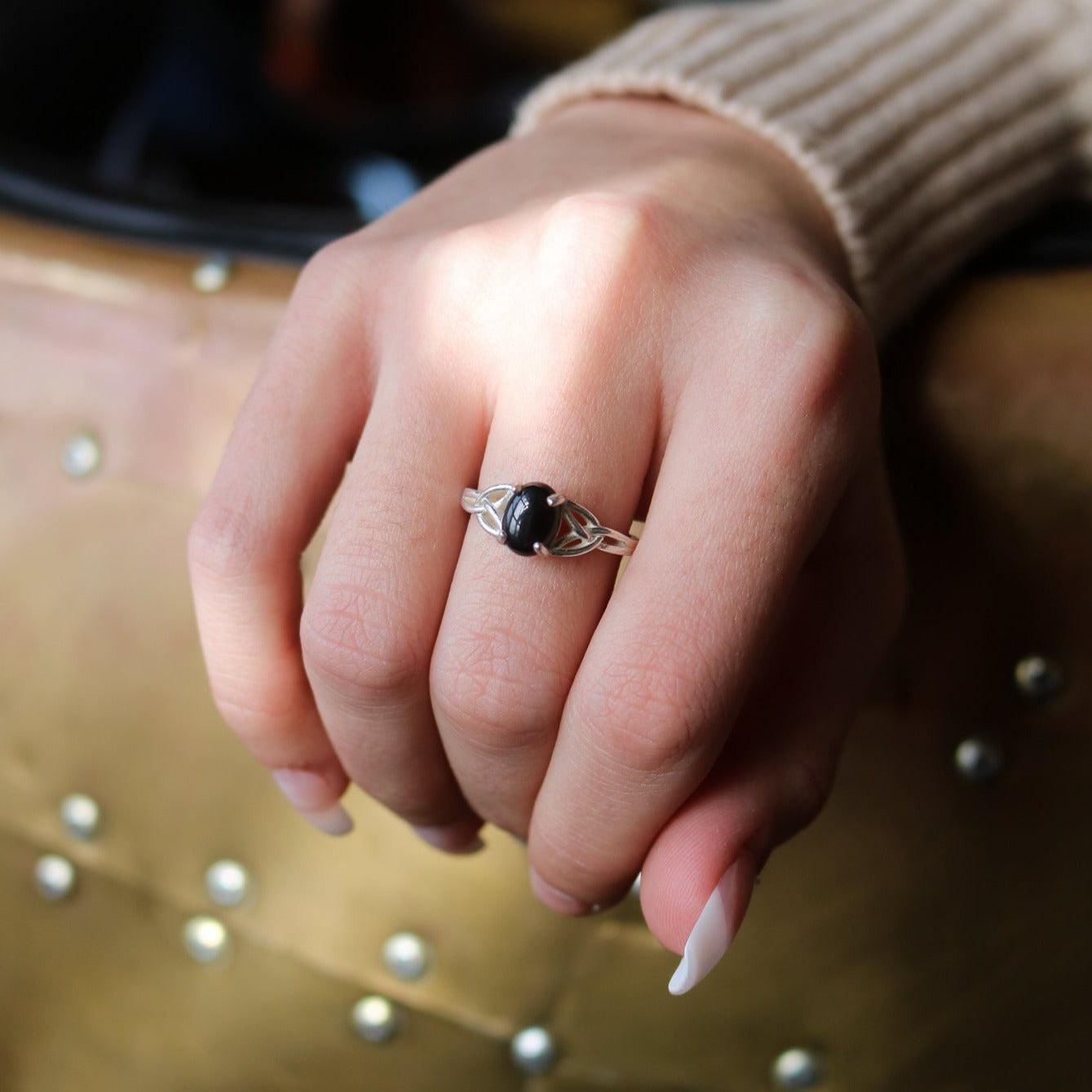 Celtic Knot Ring in Onyx // Made to Order