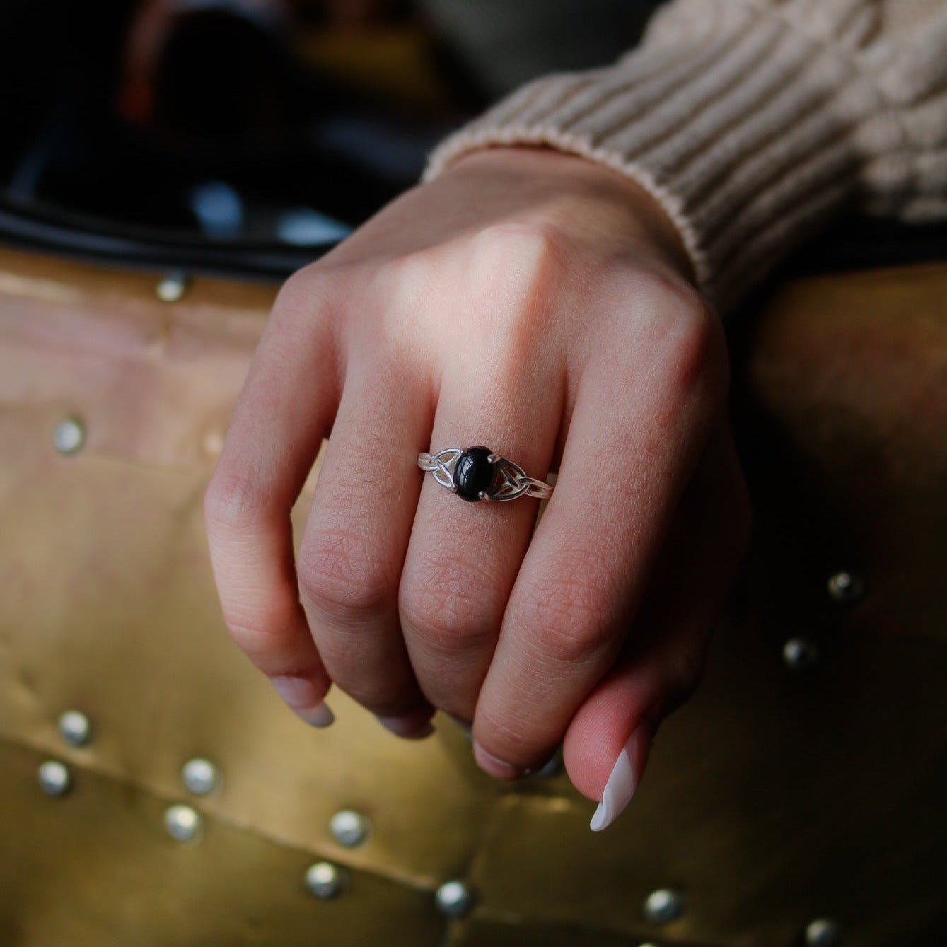 Celtic Knot Ring in Onyx // Made to Order