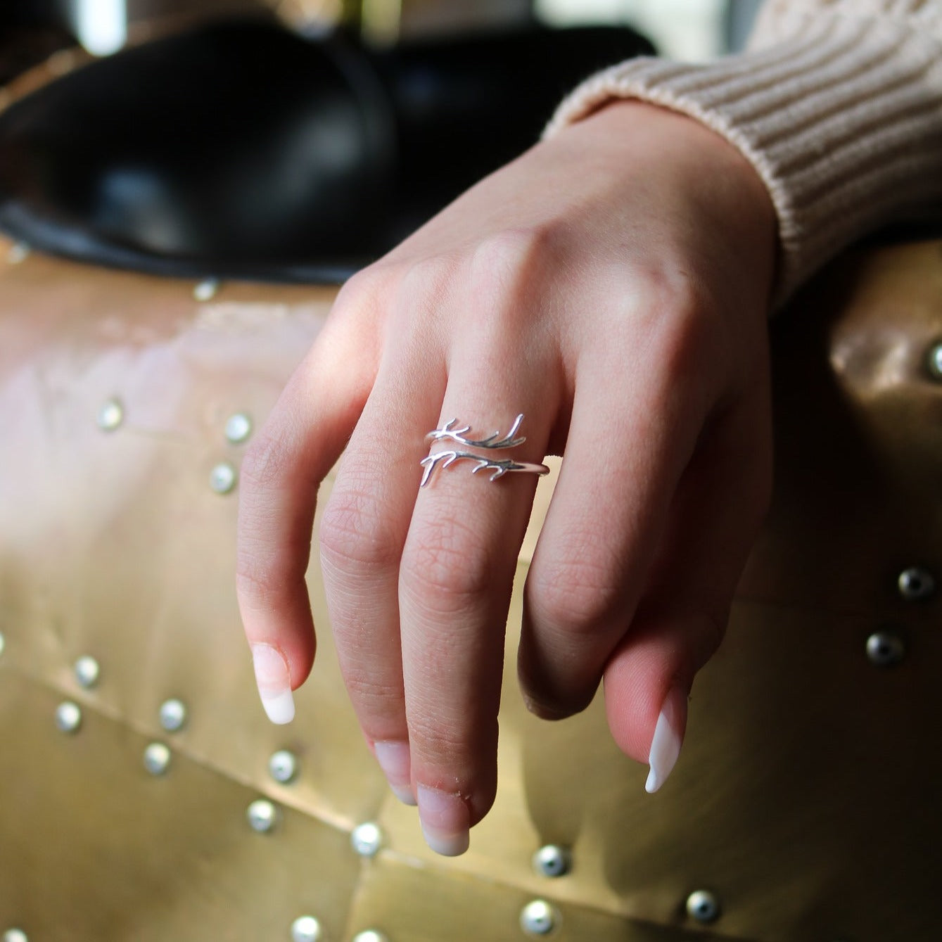 Huntress Adjustable Antler Ring