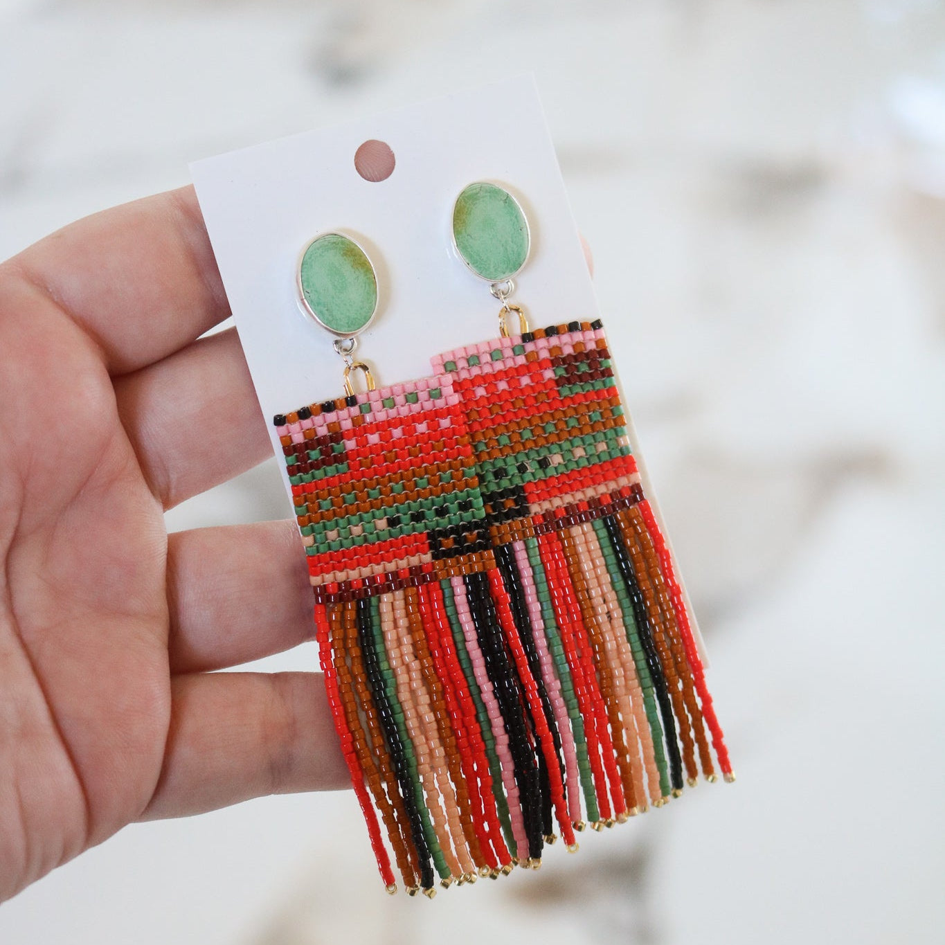American Turquoise + Beaded Earrings II // One of a Kind