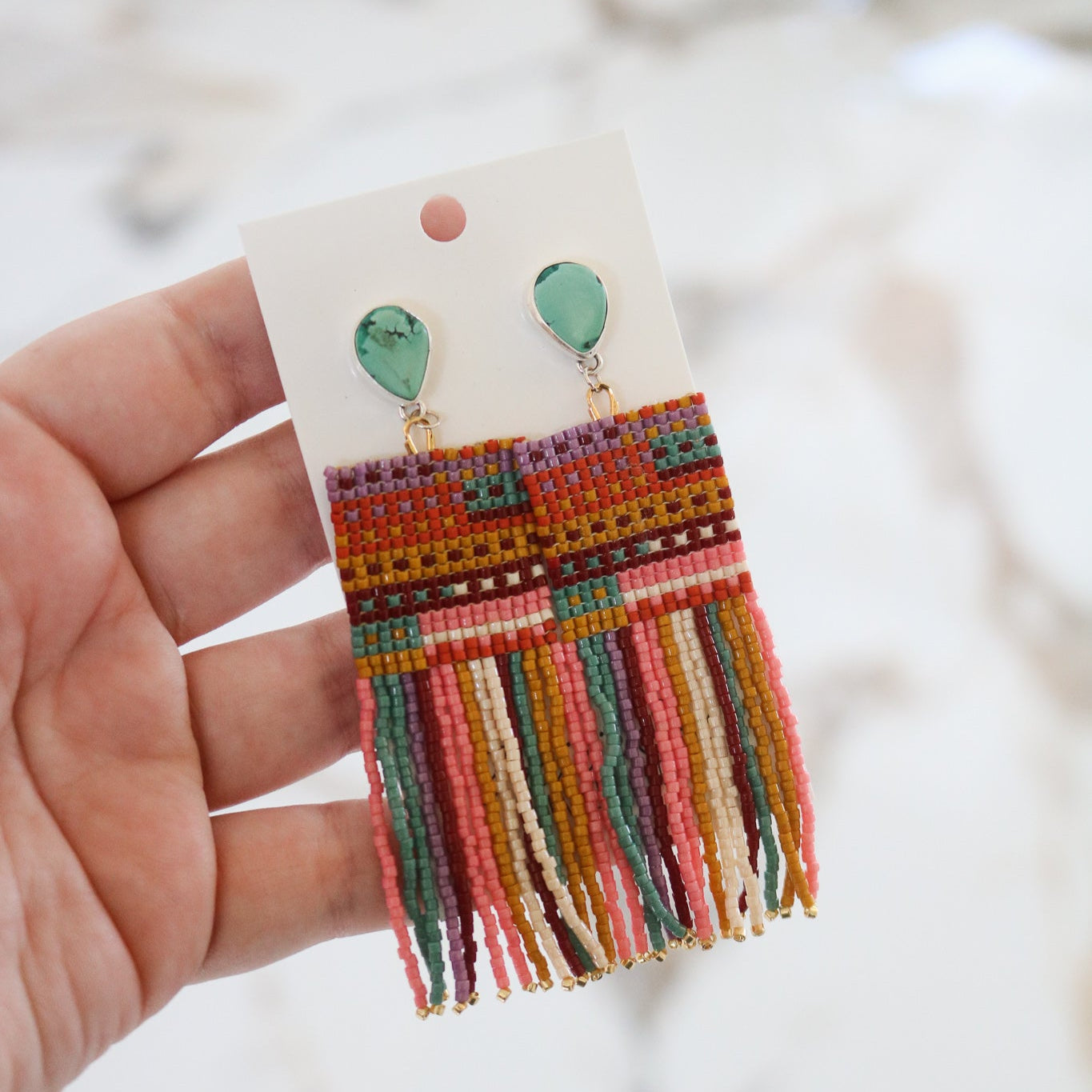 American Turquoise + Beaded Earrings I // One of a Kind
