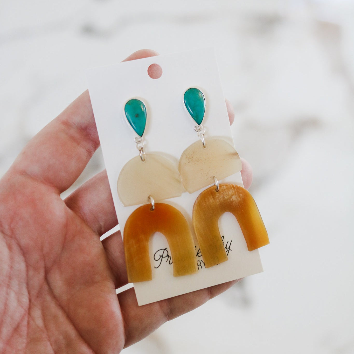 Chisholm Earrings in Light Cow Horn // One of a Kind