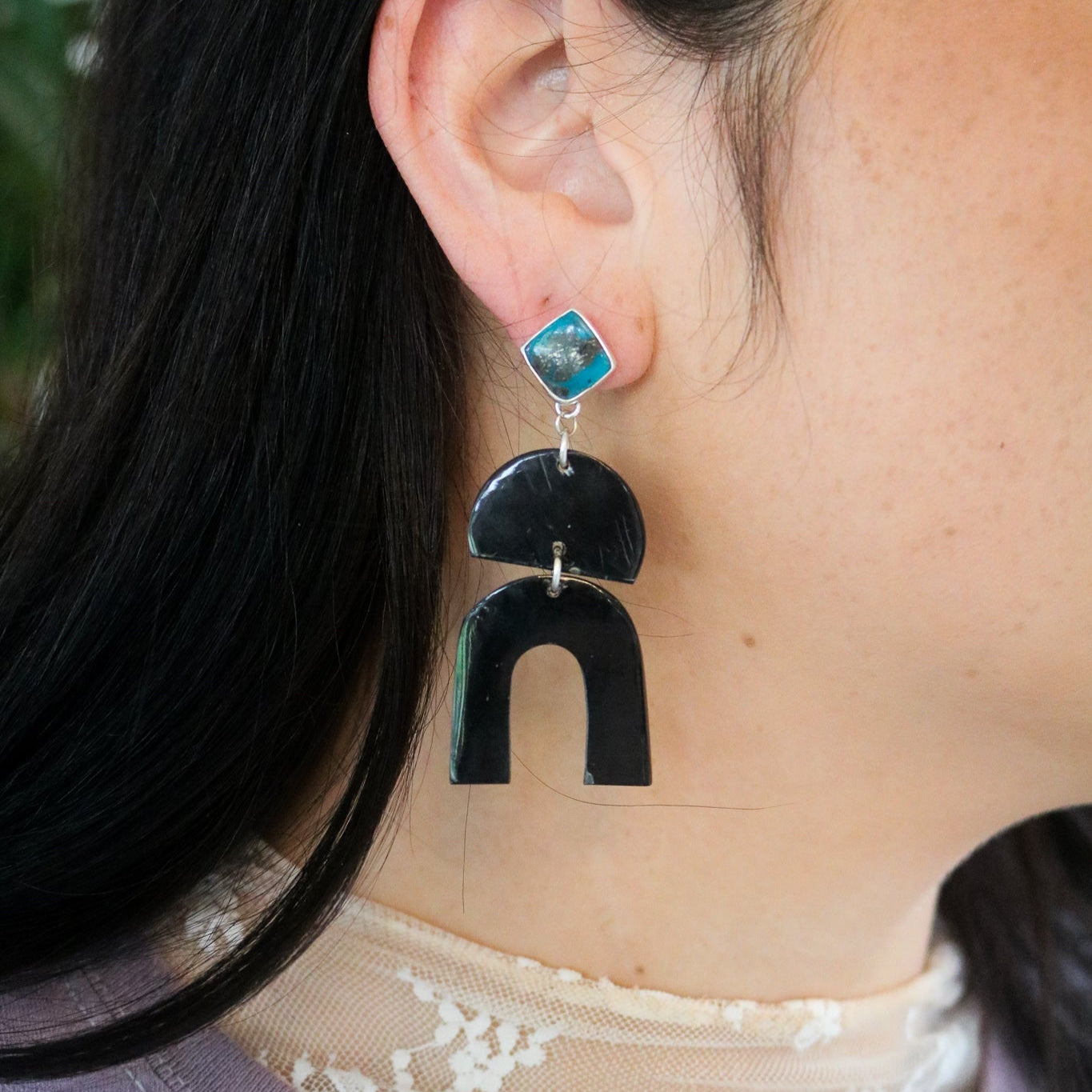 Chisholm Earrings in Black Cow Horn // One of a Kind