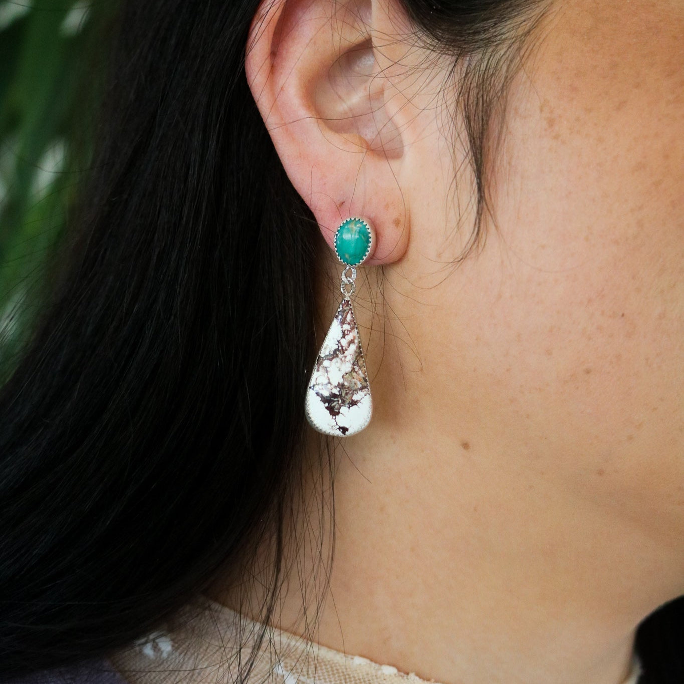 American Turquoise + Wild Horse Drop Earrings // One of a Kind