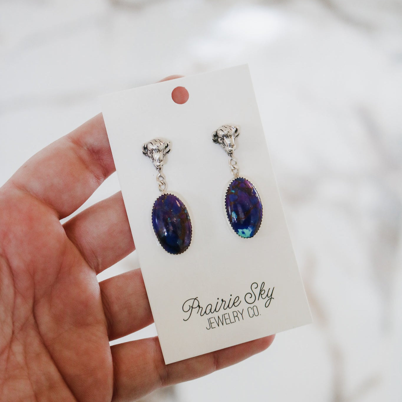Purple Mojave + Buffalo Mount Drop Earrings // One of a Kind