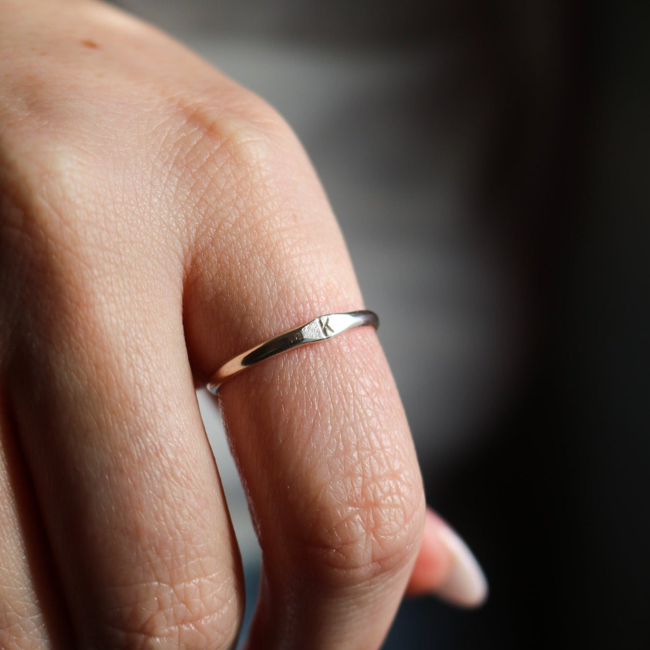 Dainty Initial Signet Stacking Ring // Made to Order