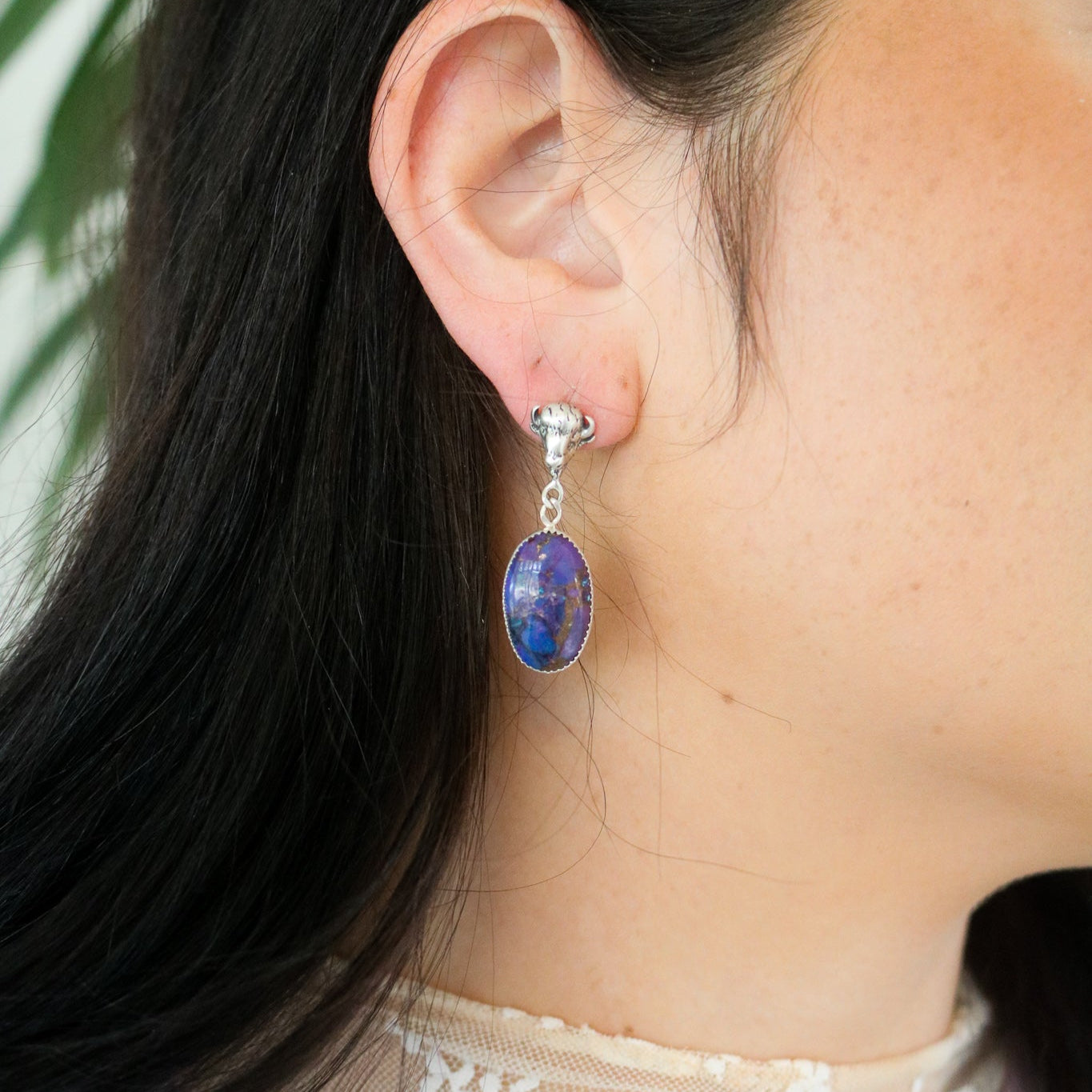 Purple Mojave + Buffalo Mount Drop Earrings // One of a Kind