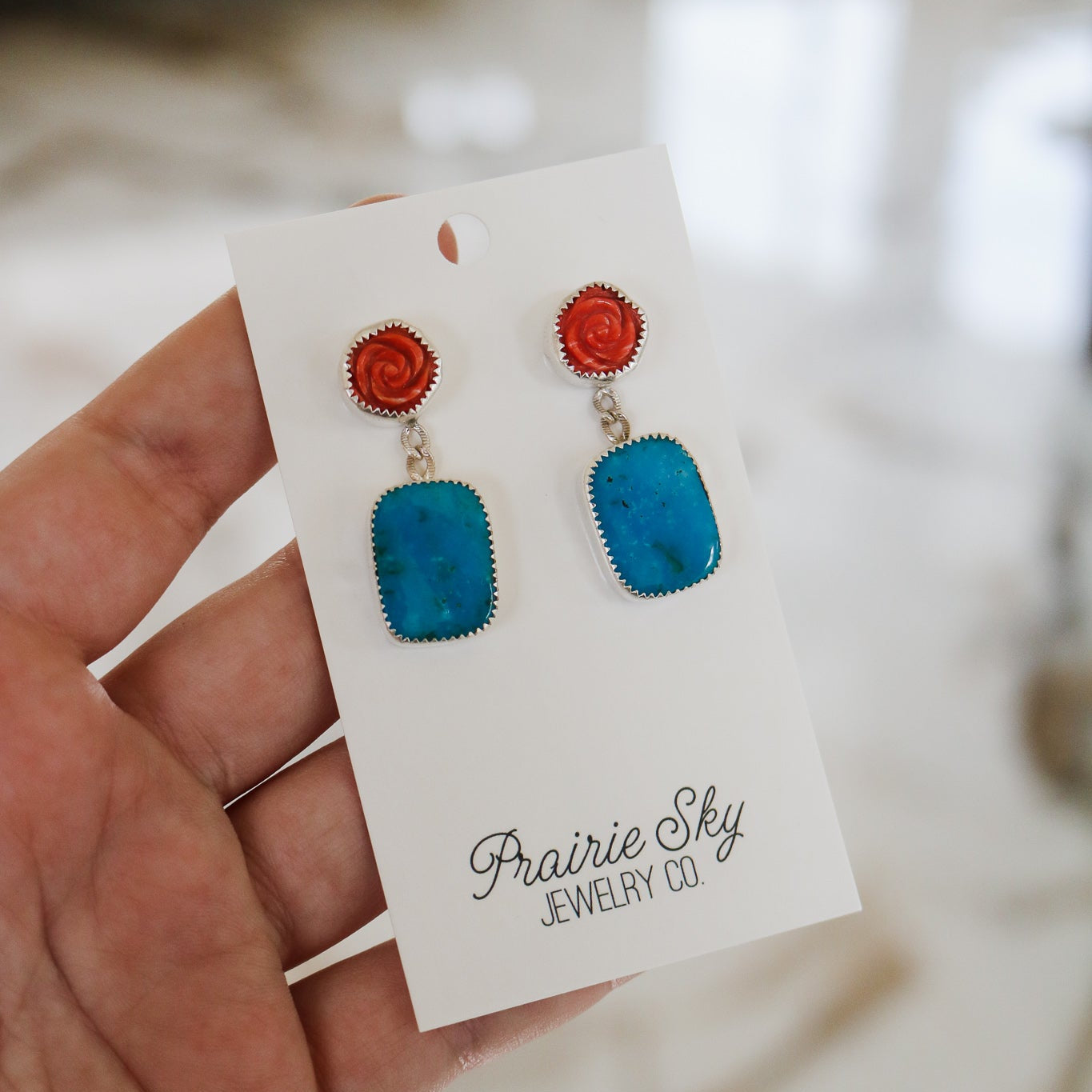 Spiny Rose + Turquoise Drop Earrings I // One of a Kind