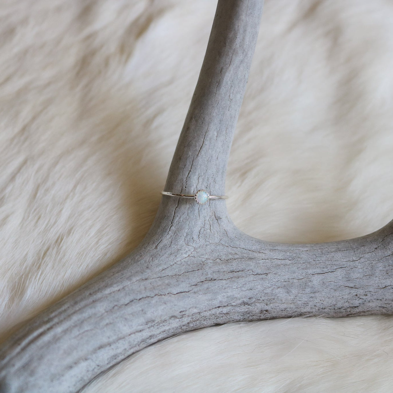 Sheridan Stacking Ring in White Opal // Made to Order