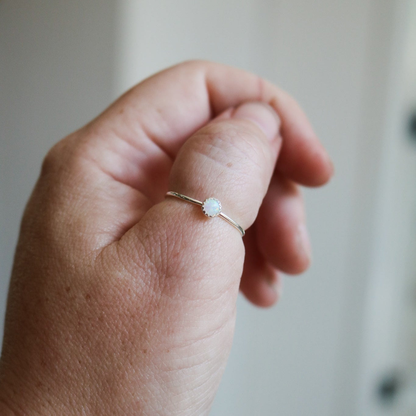 Sheridan Stacking Ring in White Opal // Made to Order