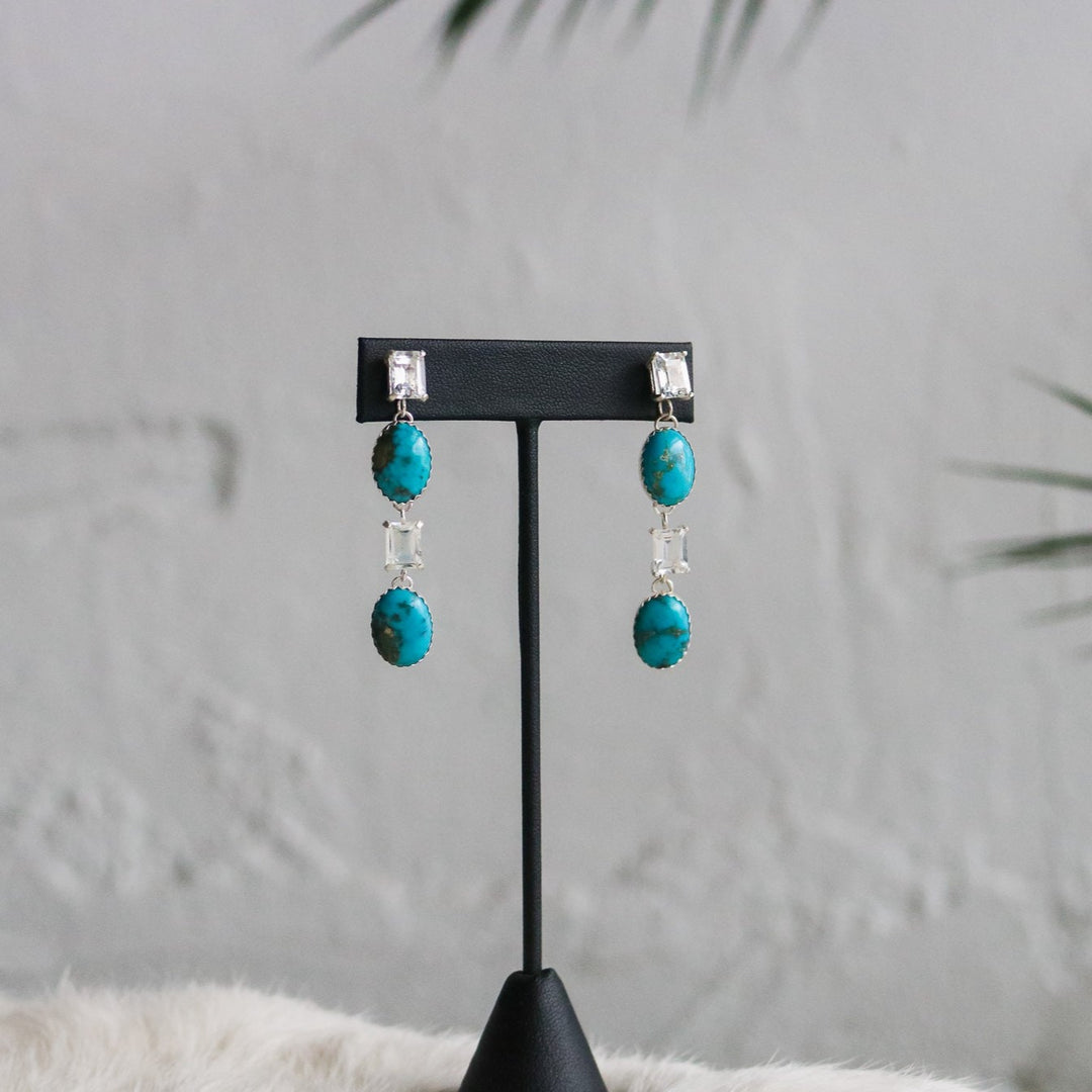 Bridal Drops in White Topaz + Turquoise // Made to Order