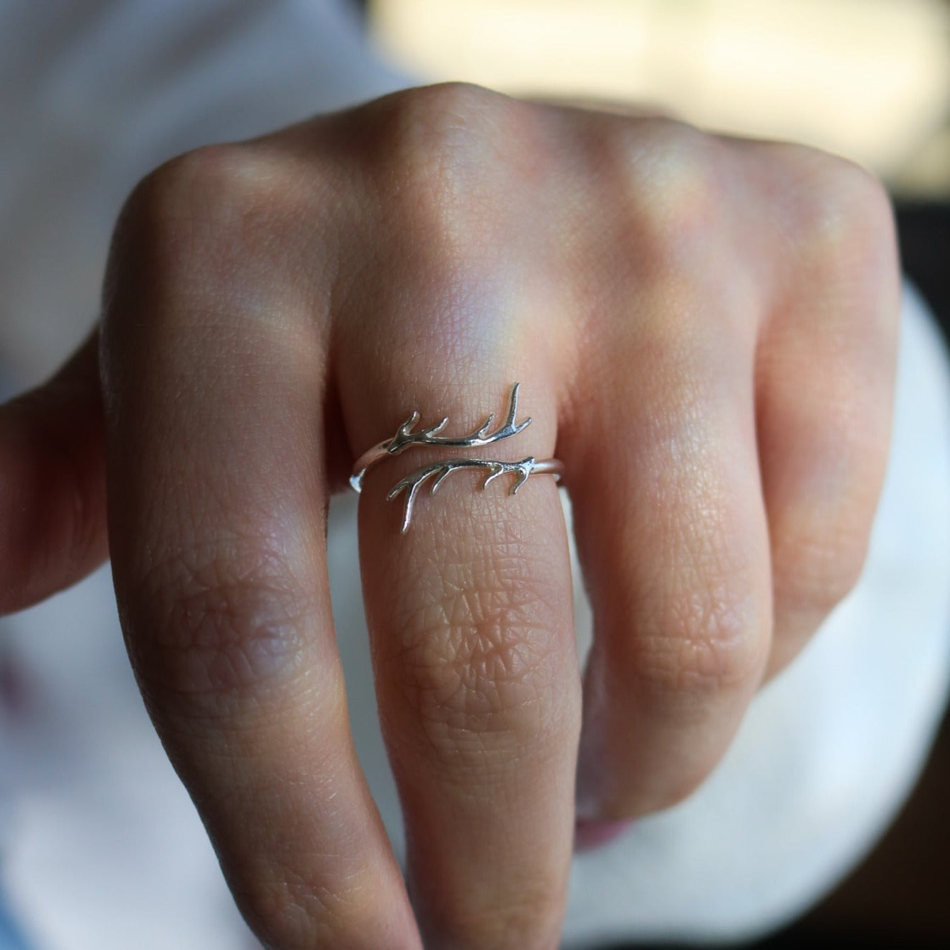 Huntress Adjustable Antler Ring