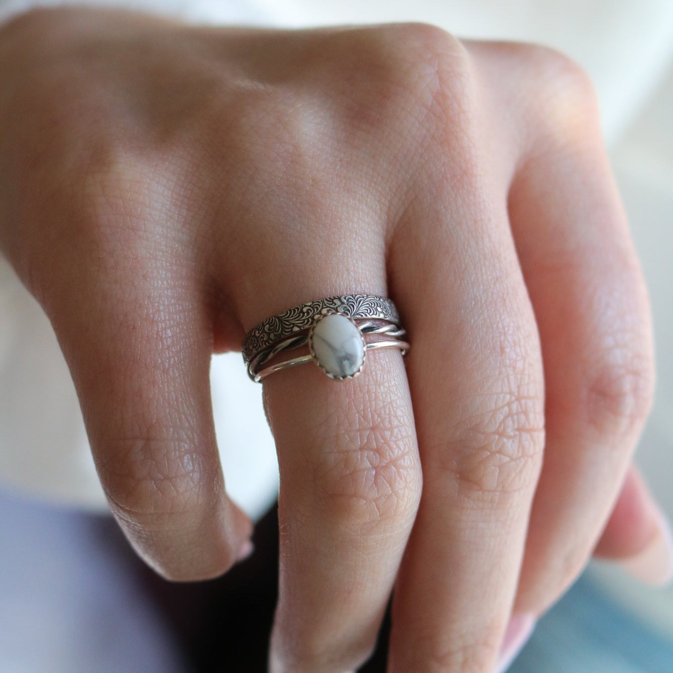 Durango Stacking Ring Set in ‘White Buffalo'