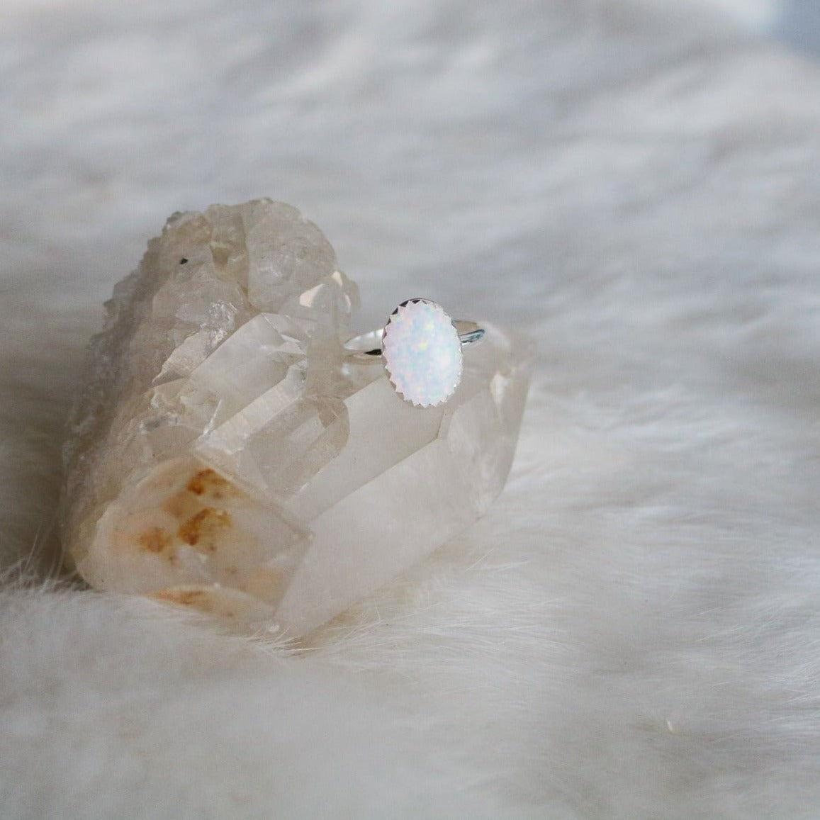 Laredo Stacking Ring in White Opal // Made to Order
