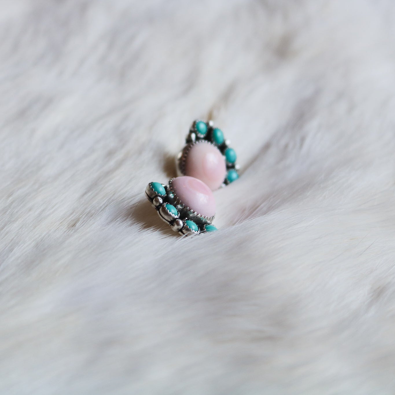 Heather Pink Conch + Turquoise Studs // Made to Order