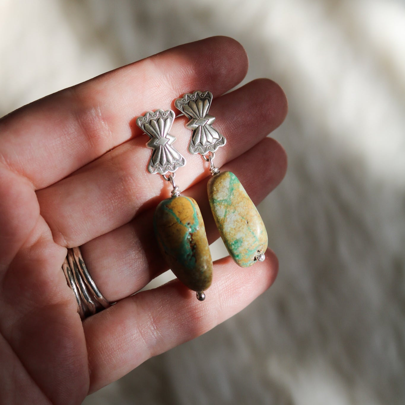 Butterfly Concho + American Turquoise Drop Earrings // One of a Kind