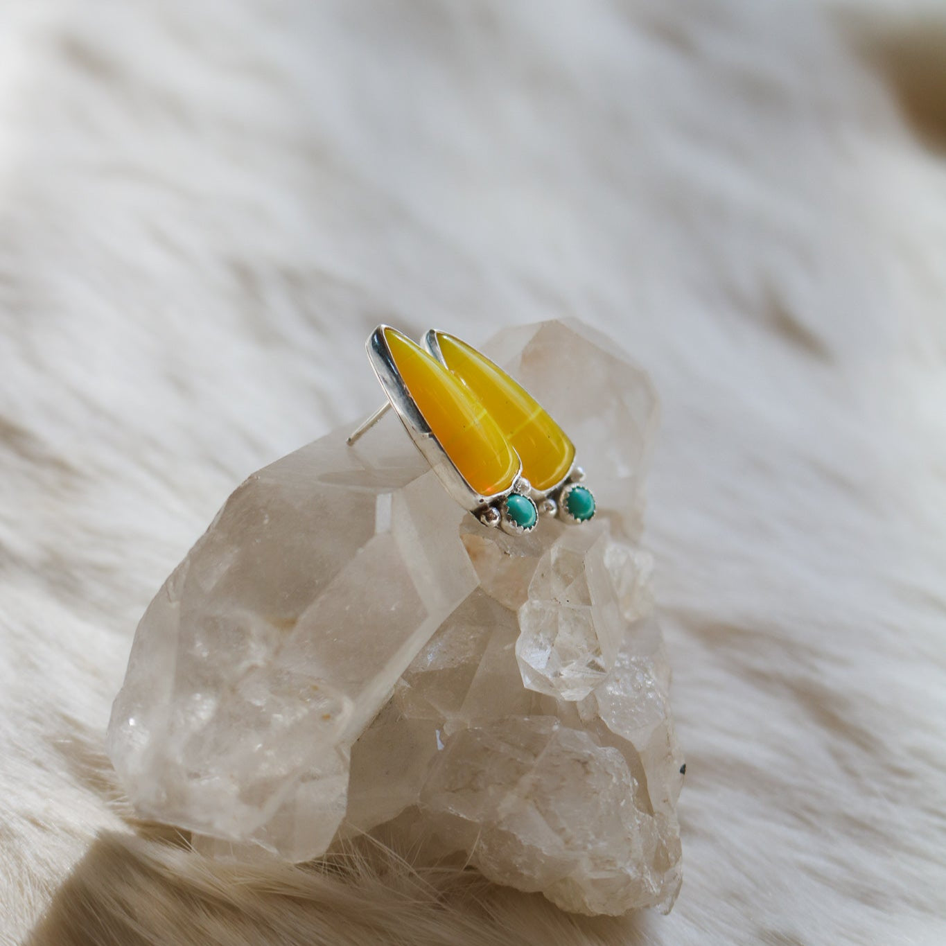 Yellow Rosarita + Turquoise Studs // One of a Kind