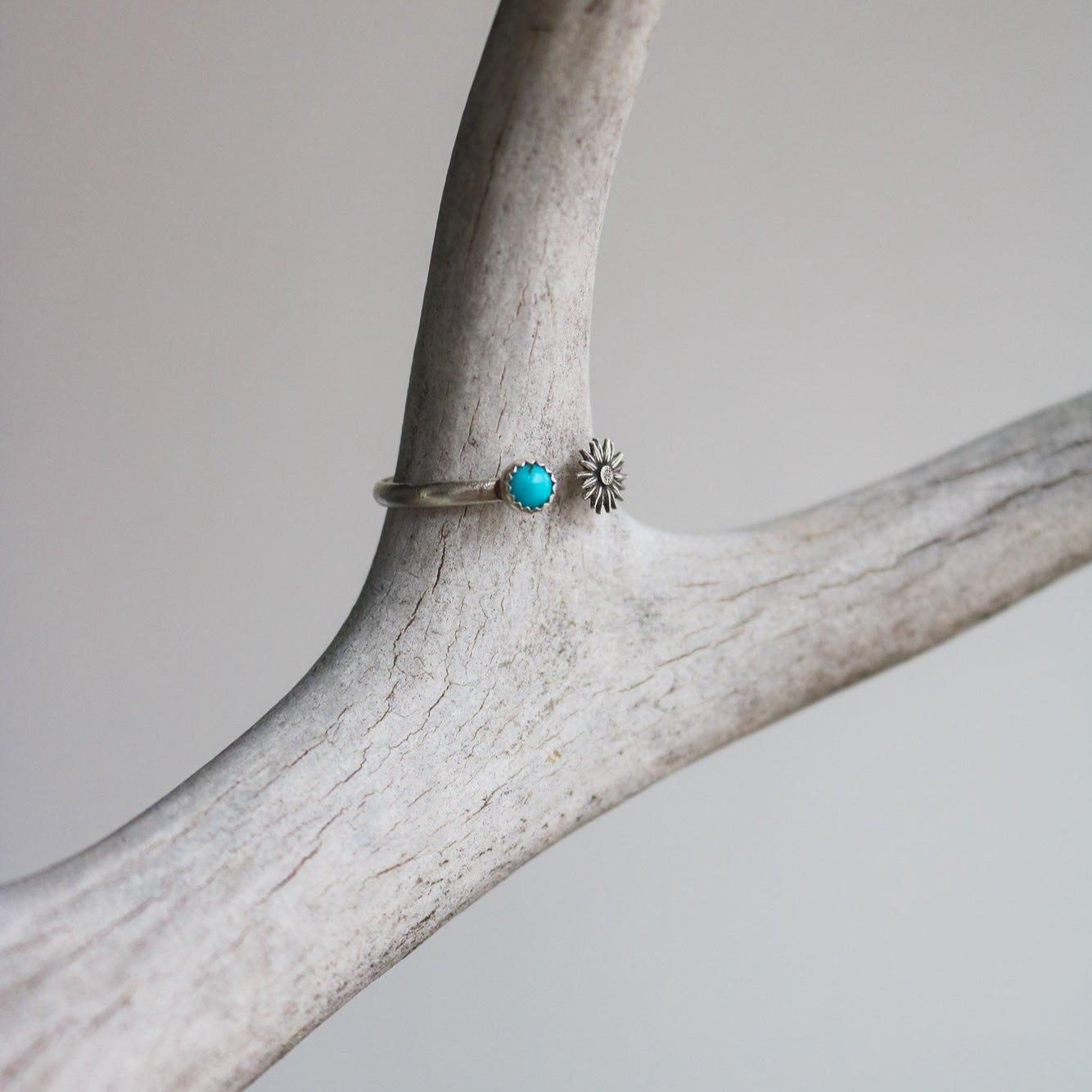 Verano // Adjustable Sunflower + Turquoise Ring