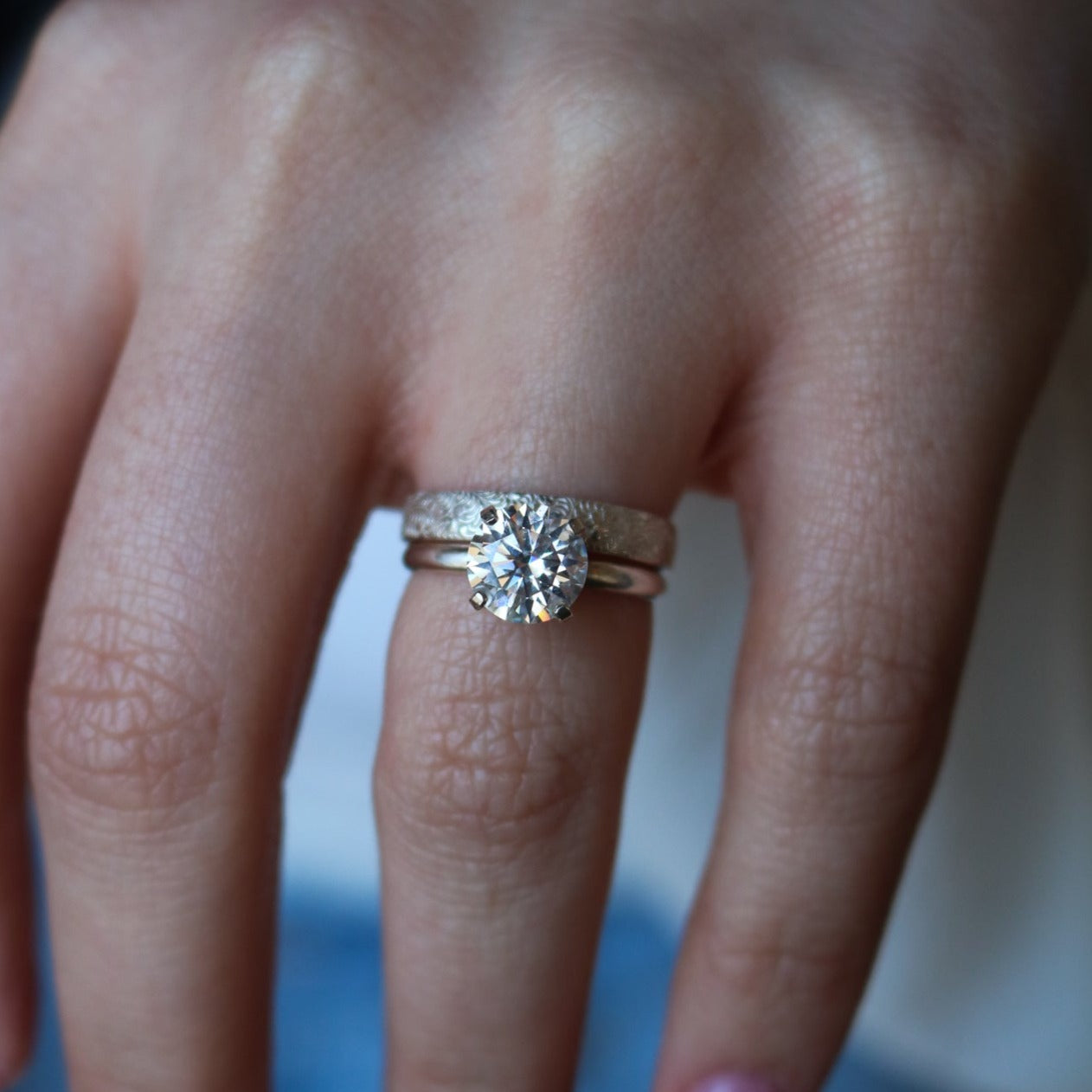 Diamond + Sterling Silver Engagement & Wedding Ring Set // Made to Order