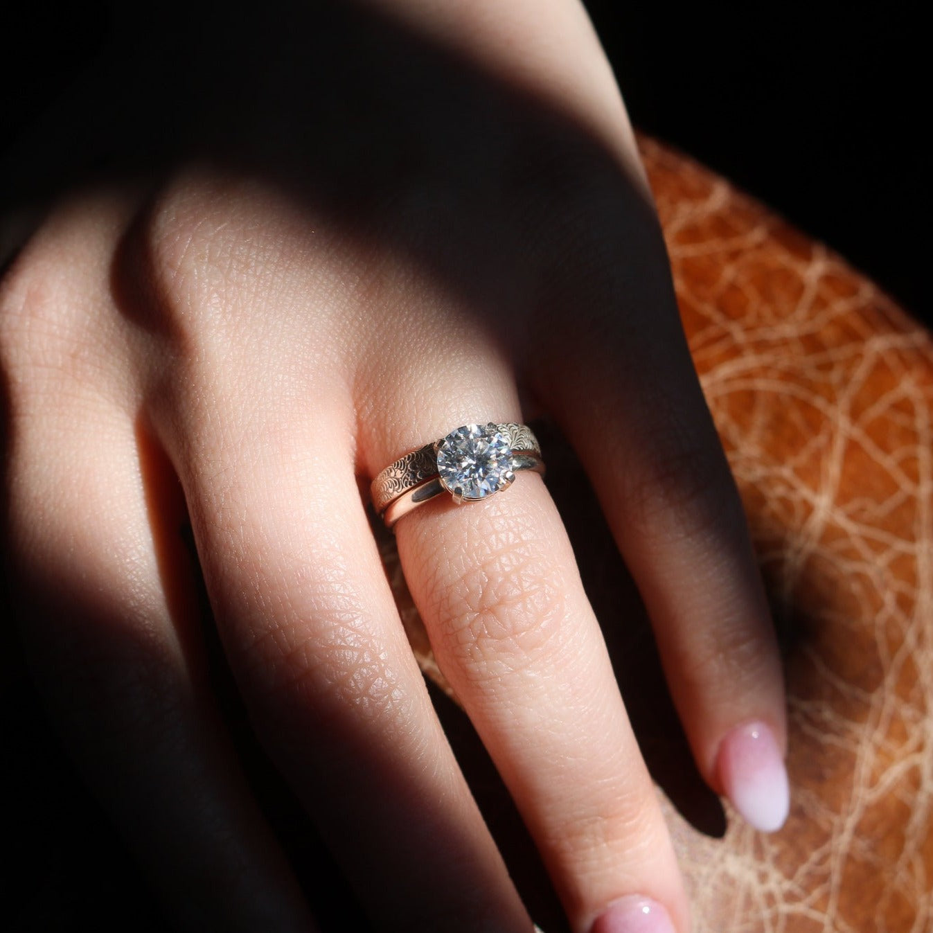 Diamond + Sterling Silver Engagement & Wedding Ring Set // Made to Order