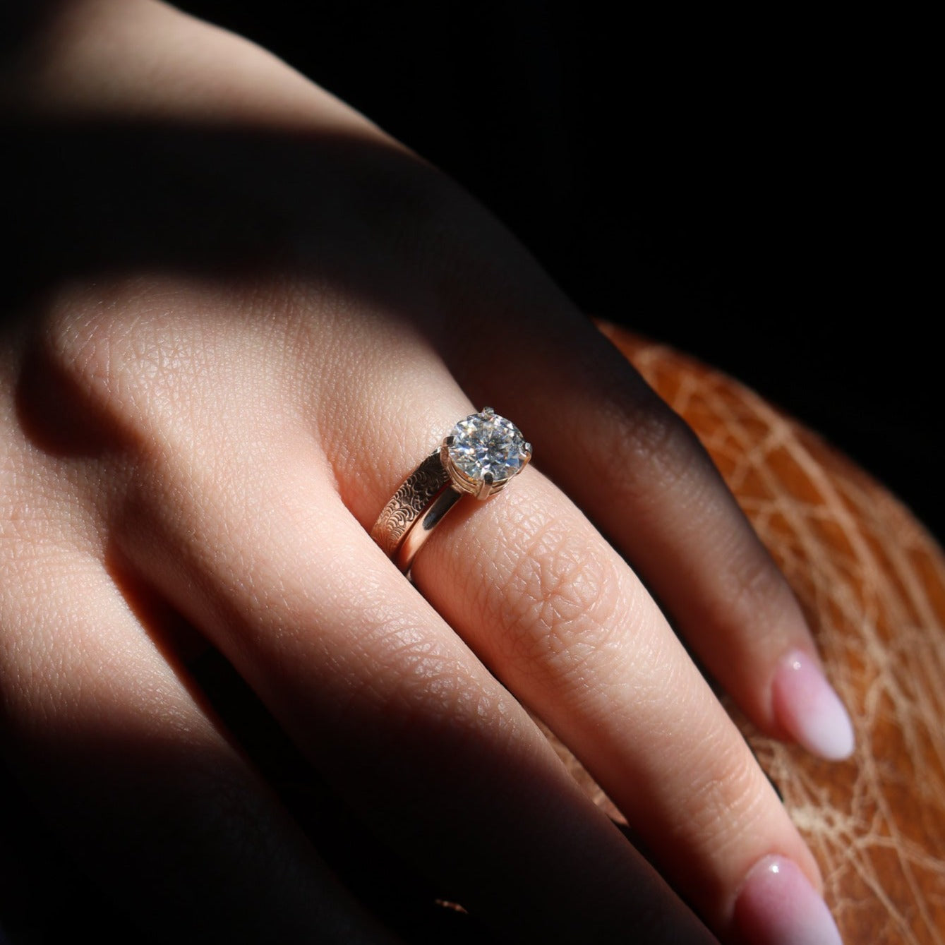 Diamond + Sterling Silver Engagement & Wedding Ring Set // Made to Order