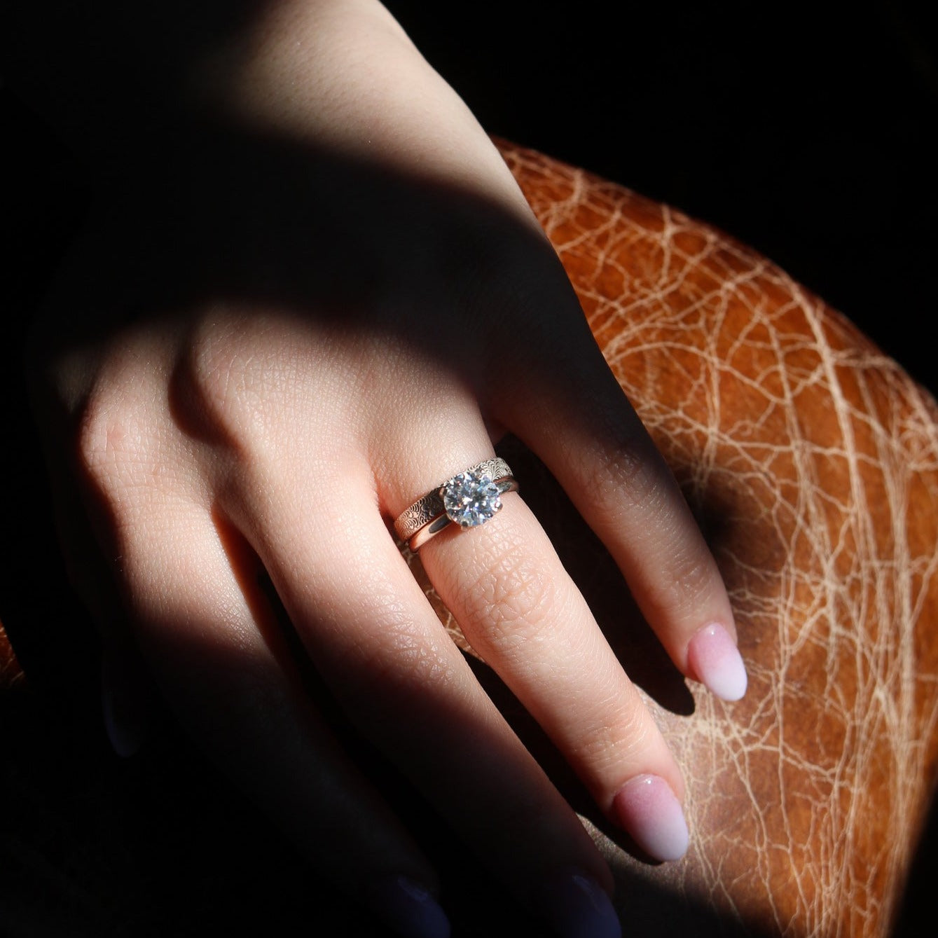 Diamond + Sterling Silver Engagement & Wedding Ring Set // Made to Order