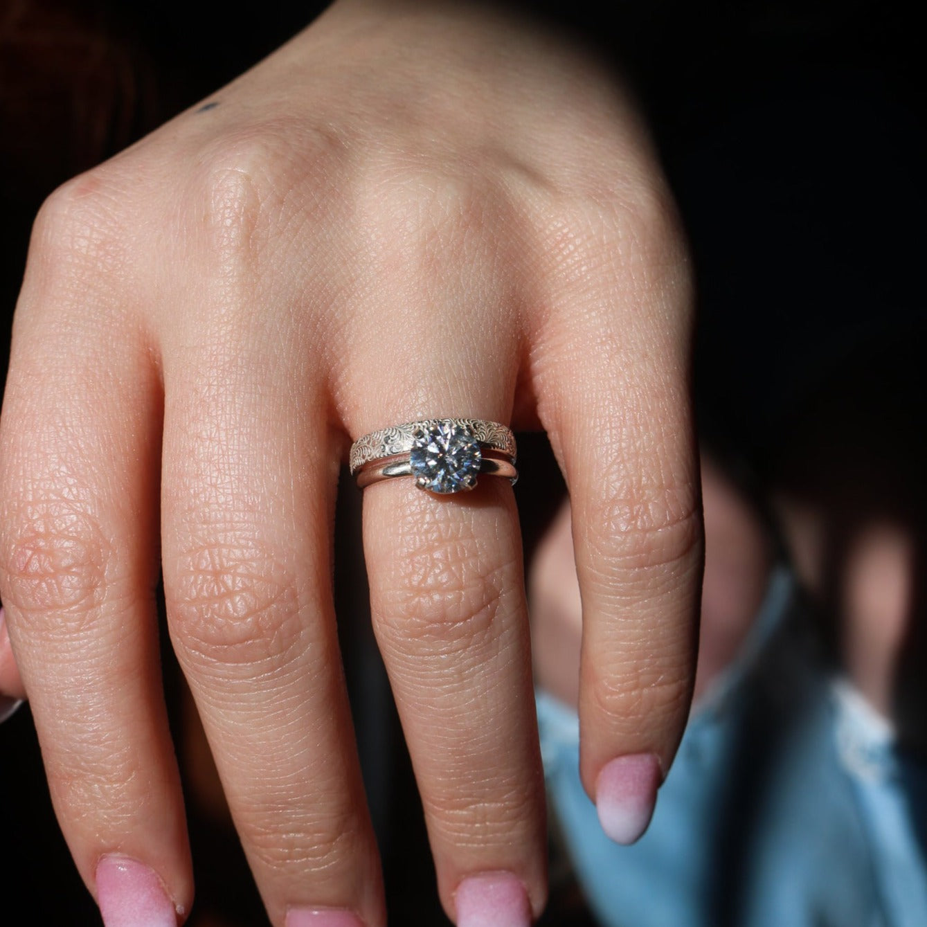 Diamond + Sterling Silver Engagement & Wedding Ring Set // Made to Order