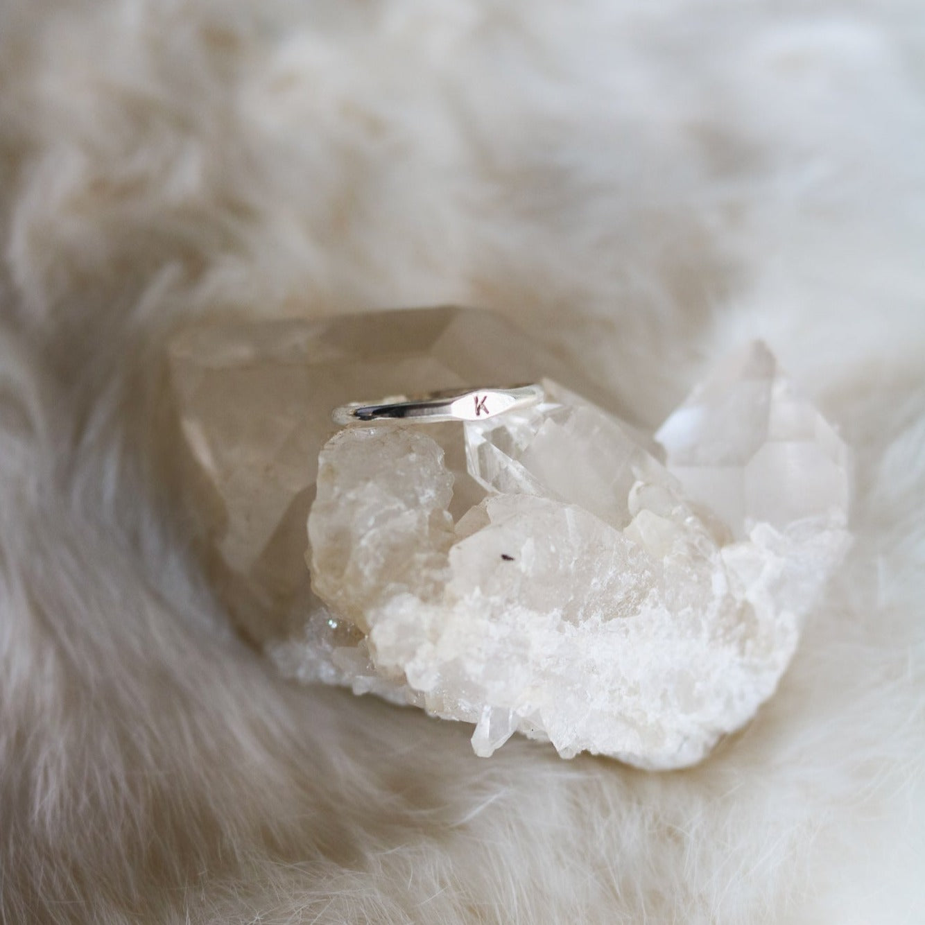 Dainty Initial Signet Stacking Ring // Made to Order