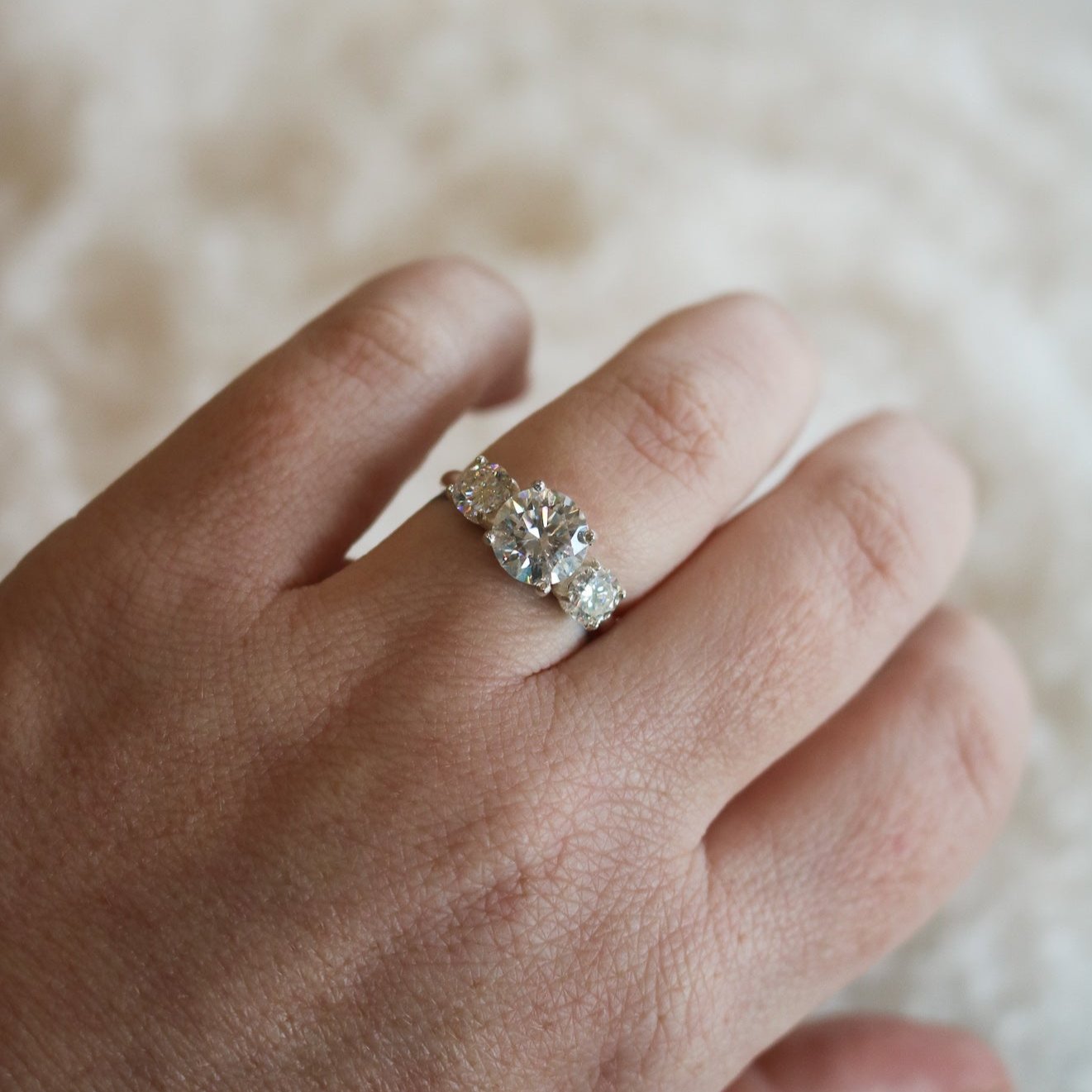 ‘August’ Diamond Trio Engagement Ring // Made to Order