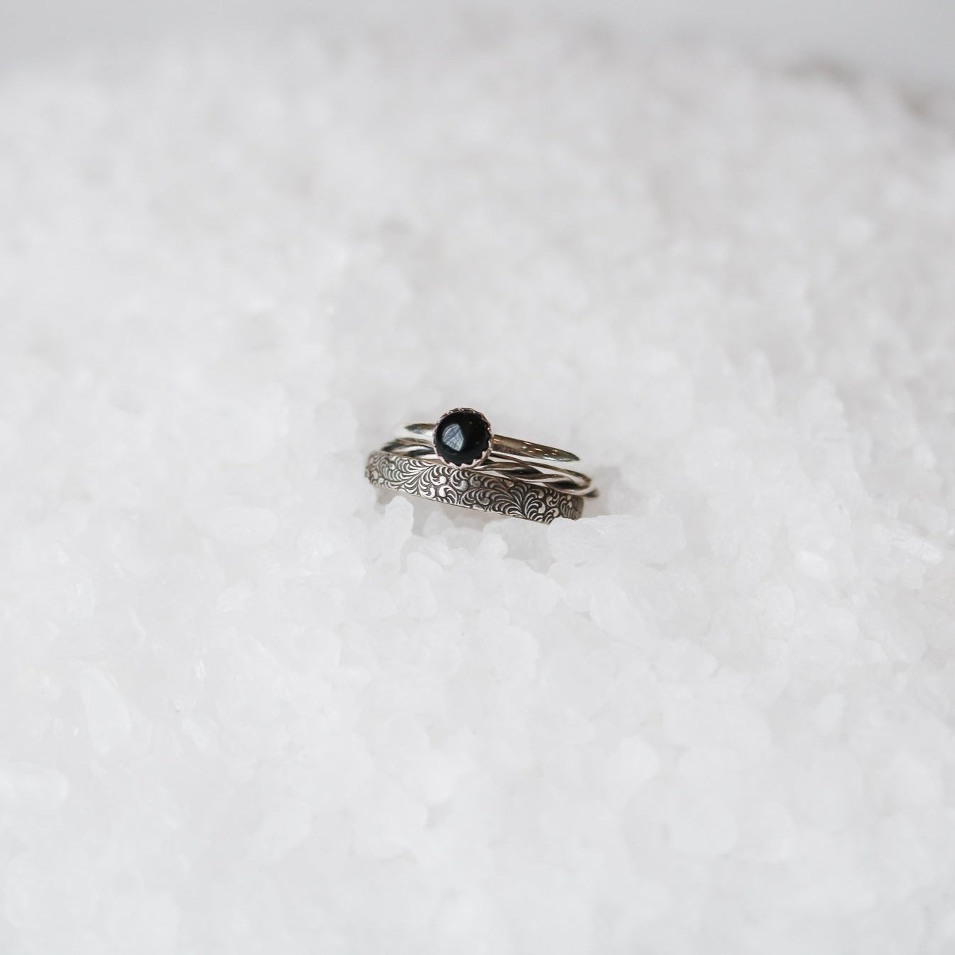 Sandia Stacking Ring Set in Onyx // Made to Order