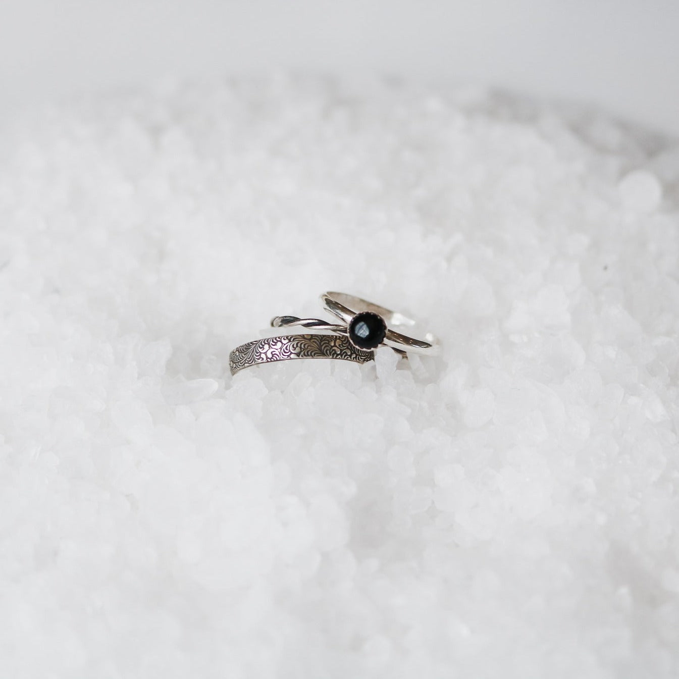 Sandia Stacking Ring Set in Onyx // Made to Order