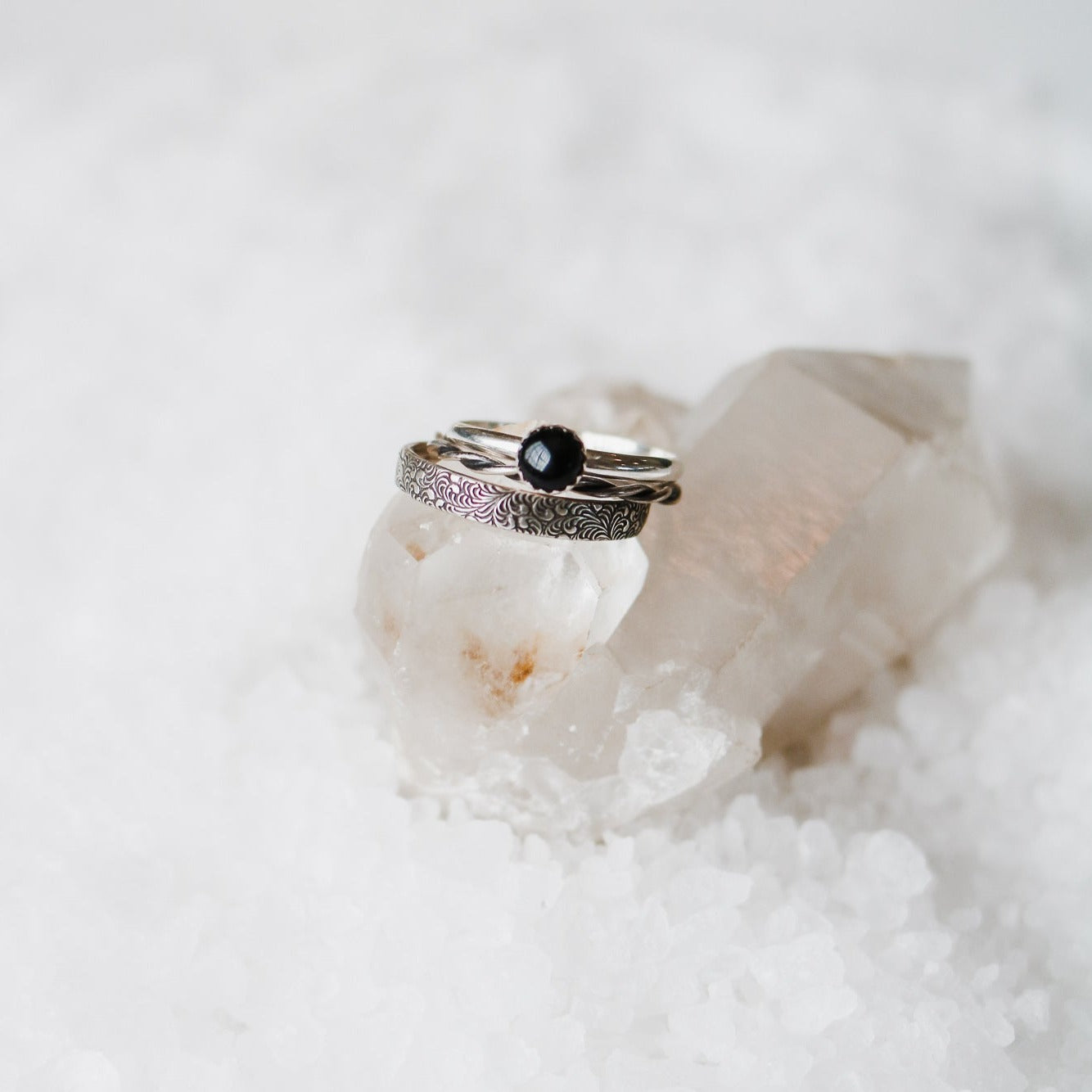 Sandia Stacking Ring Set in Onyx // Made to Order