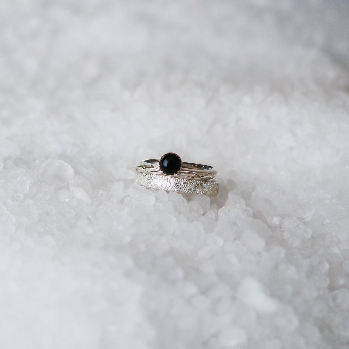 Sandia Stacking Ring Set in Onyx // Made to Order