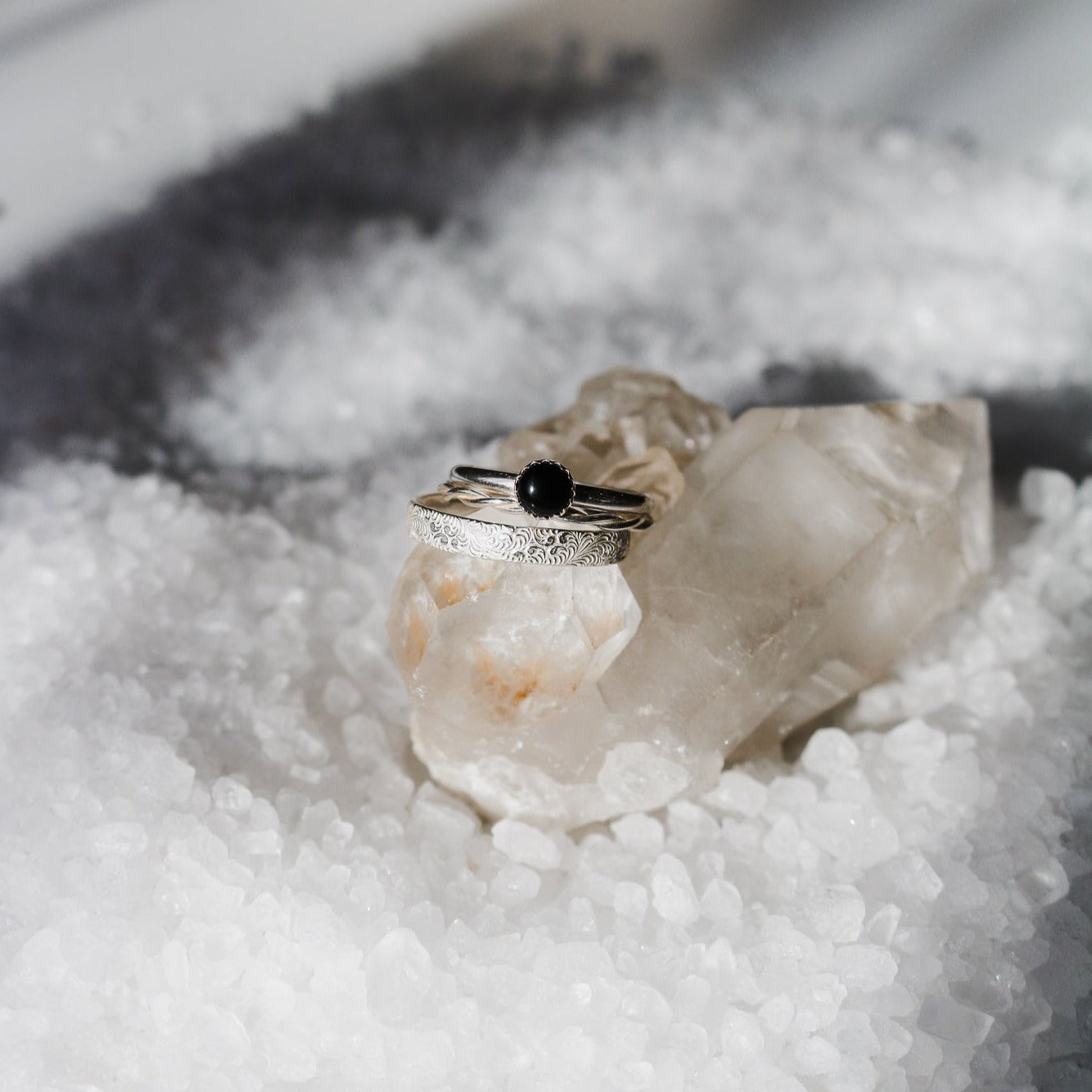 Sandia Stacking Ring Set in Onyx // Made to Order