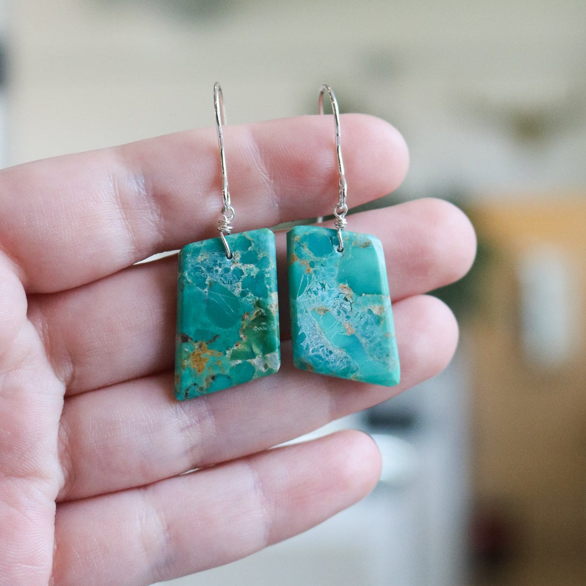 Turquoise Slab Earrings // One of a Kind