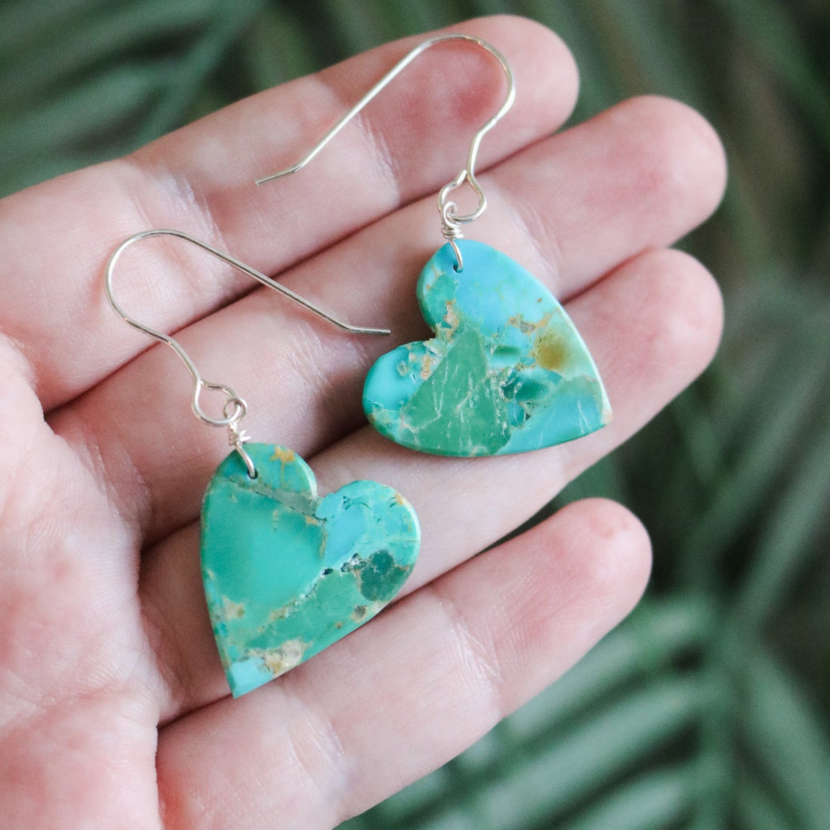 Turquoise Heart Slab Earrings // One of a Kind