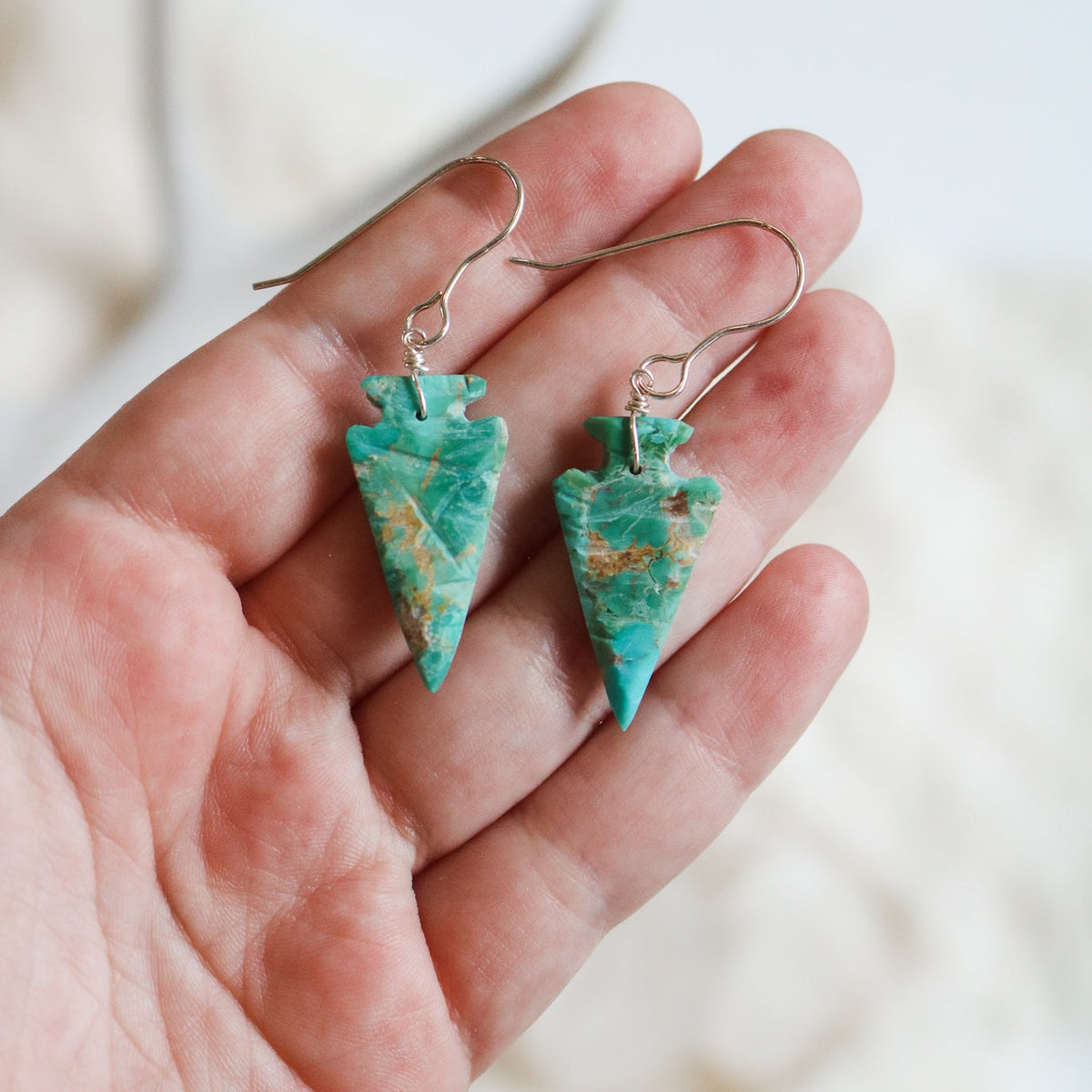 Turquoise Arrowhead Slab Earrings // One of a Kind