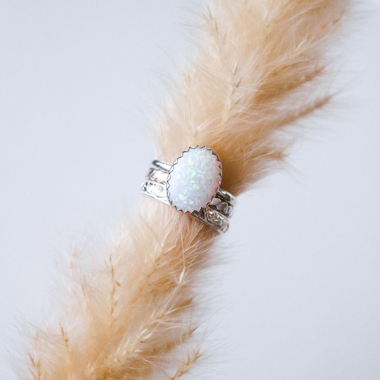 Laredo Stacking Ring Set in White Opal // Made to Order