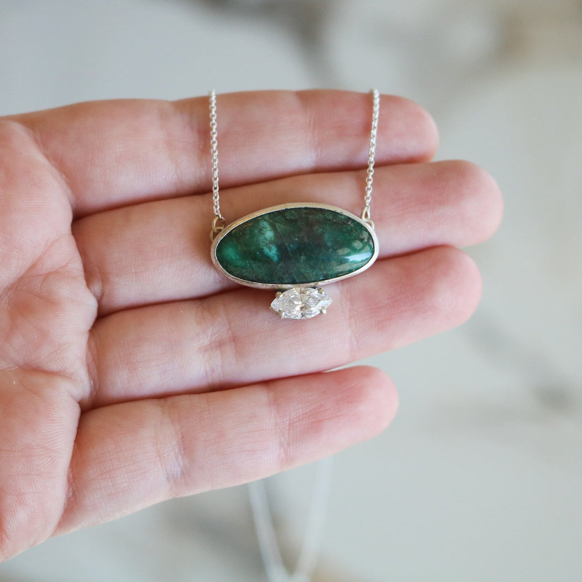 'Delphine' Damele Turquoise + Diamond Necklace // One of a Kind