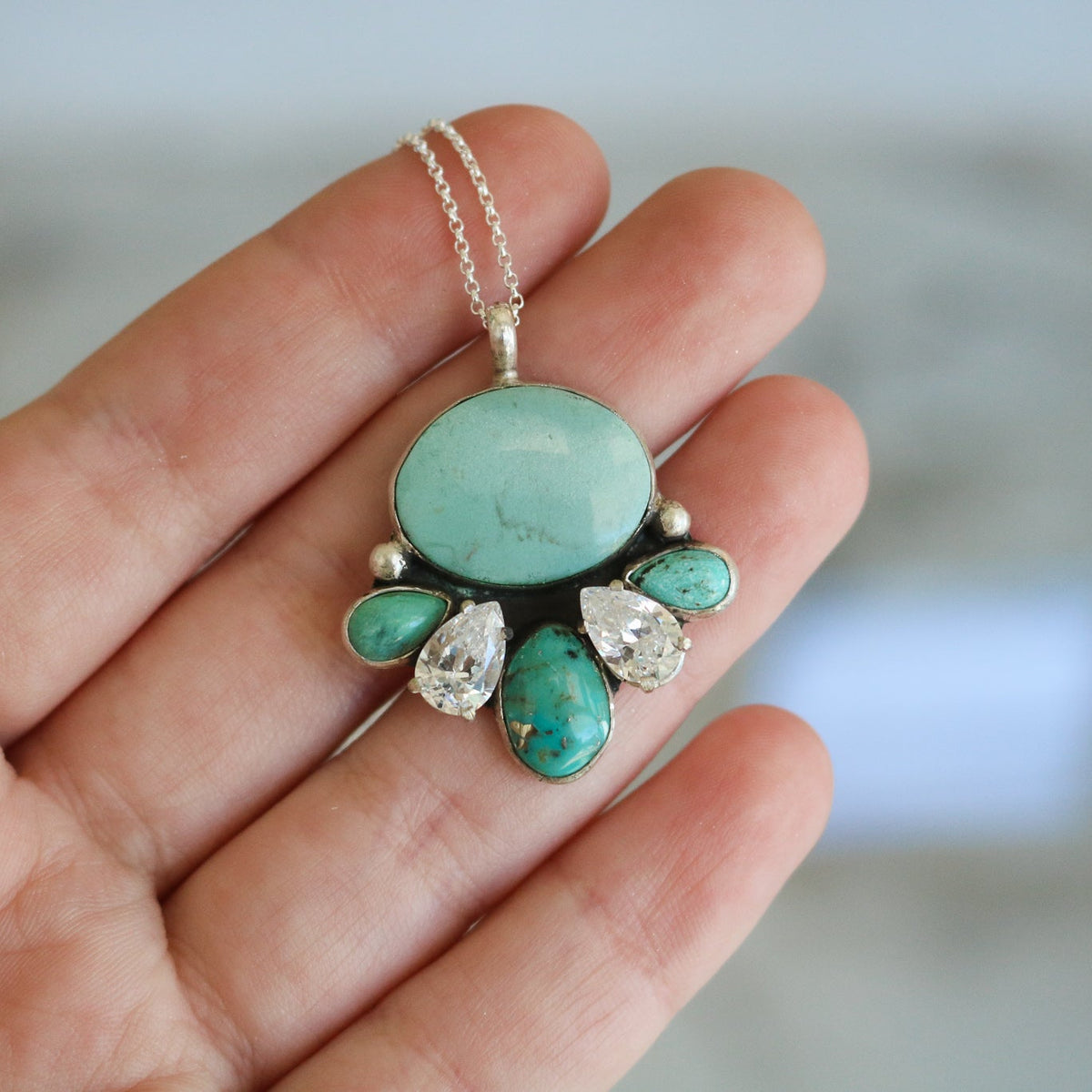 'Calloway' Turquoise + Diamond Necklace // One of a Kind
