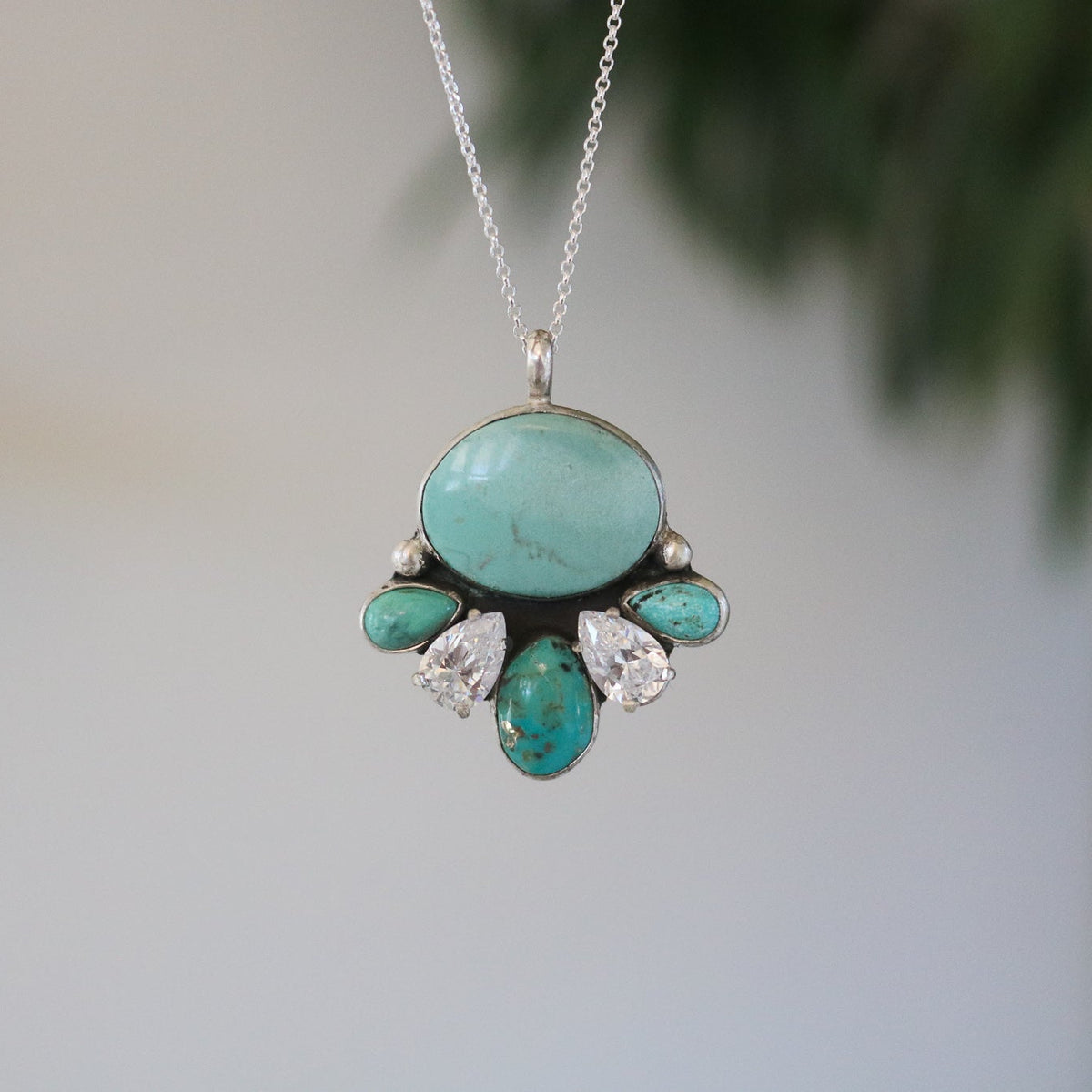 'Calloway' Turquoise + Diamond Necklace // One of a Kind