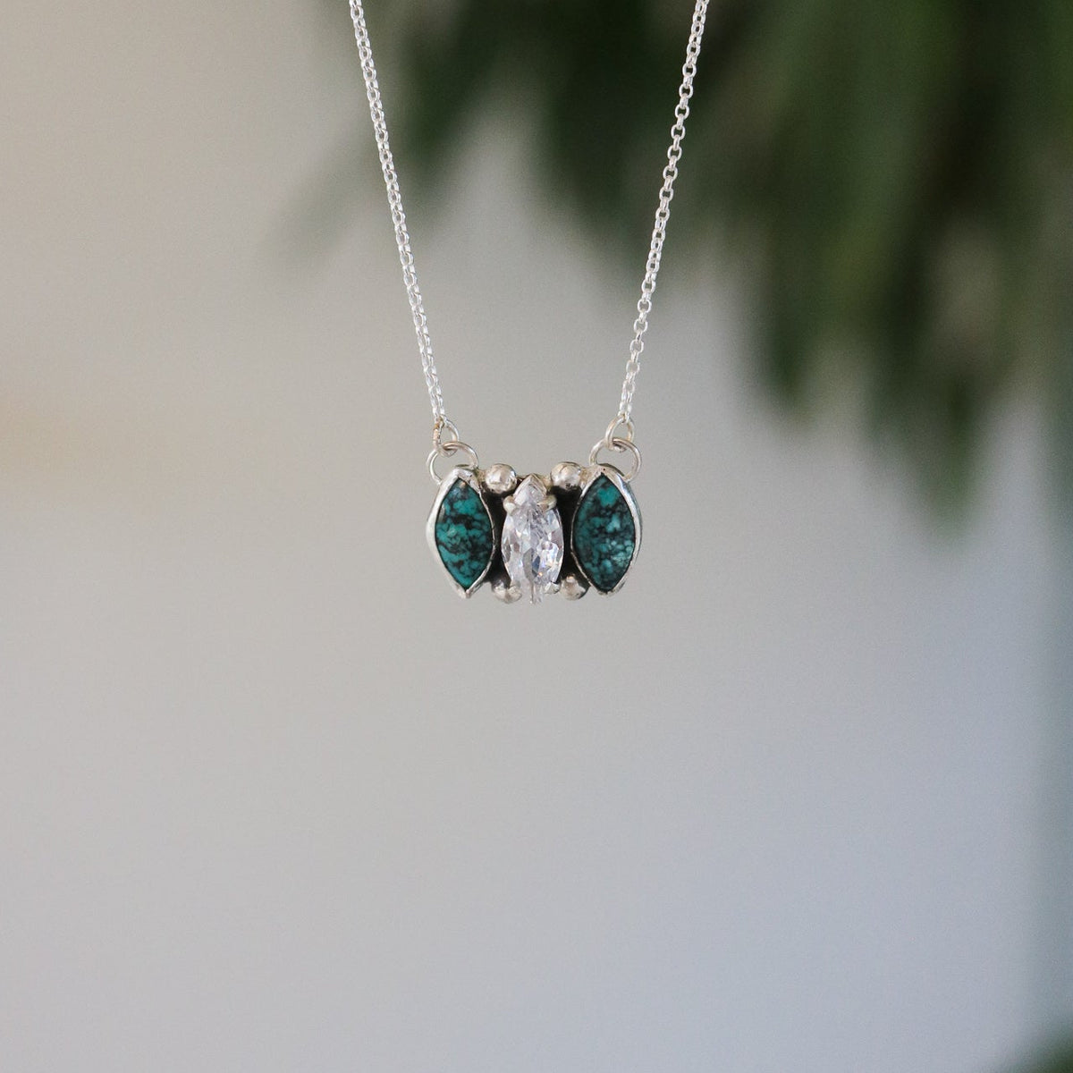 'Darby' Turquoise + Diamond Necklace // One of a Kind