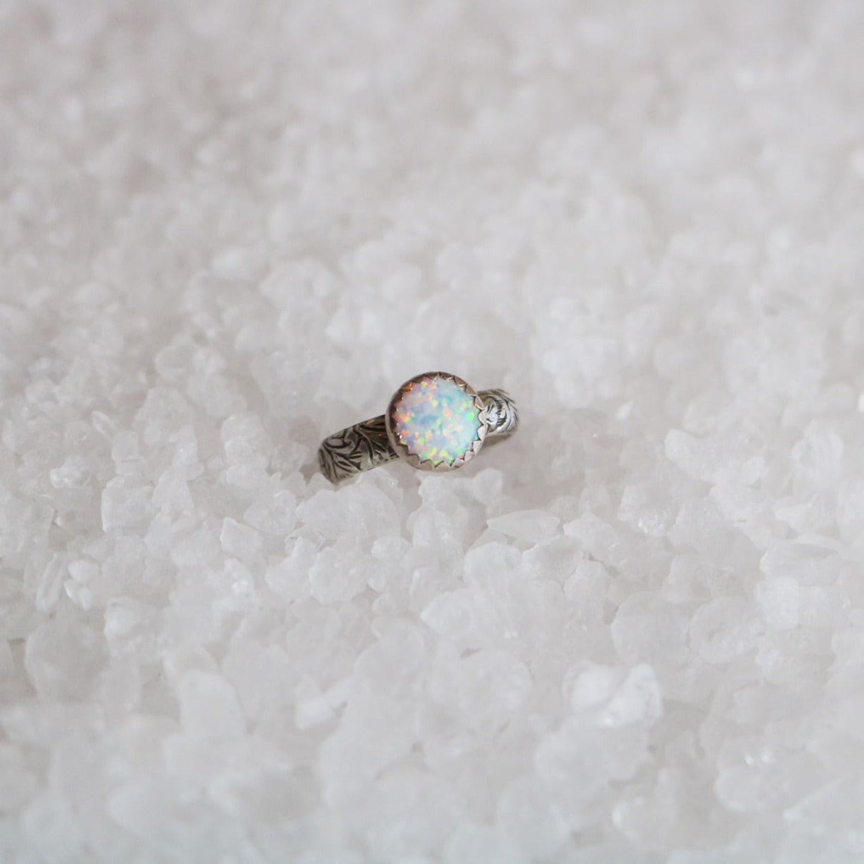 Sweetwater Stacking Ring in White Opal // Made to Order